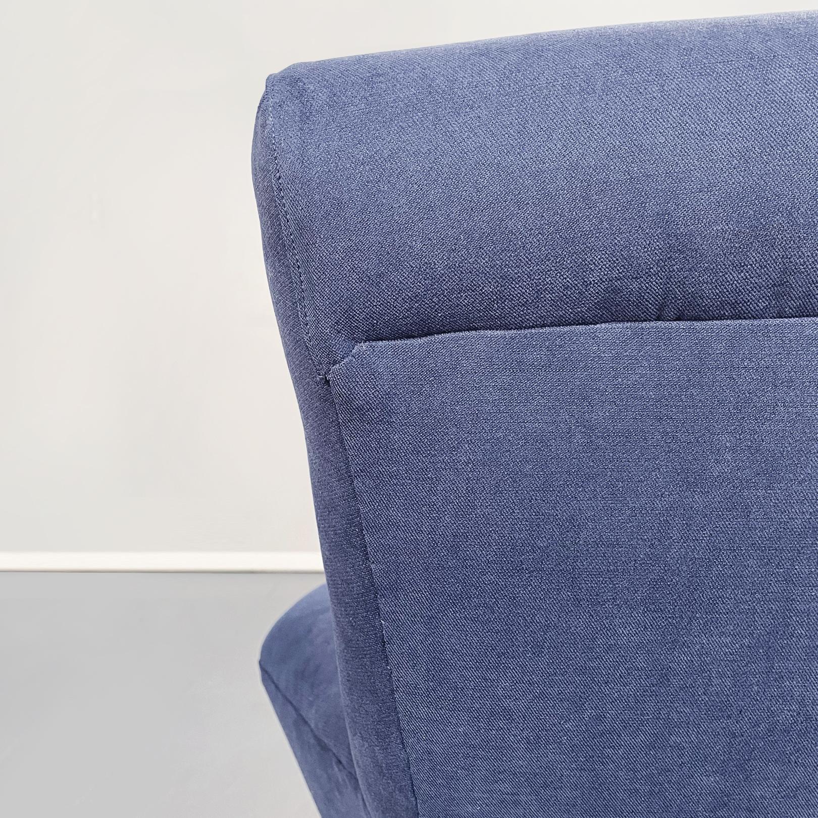 Italian Mid-Century Modern Blue Fabric Armchairs with Tubular Black Metal, 1960s 10