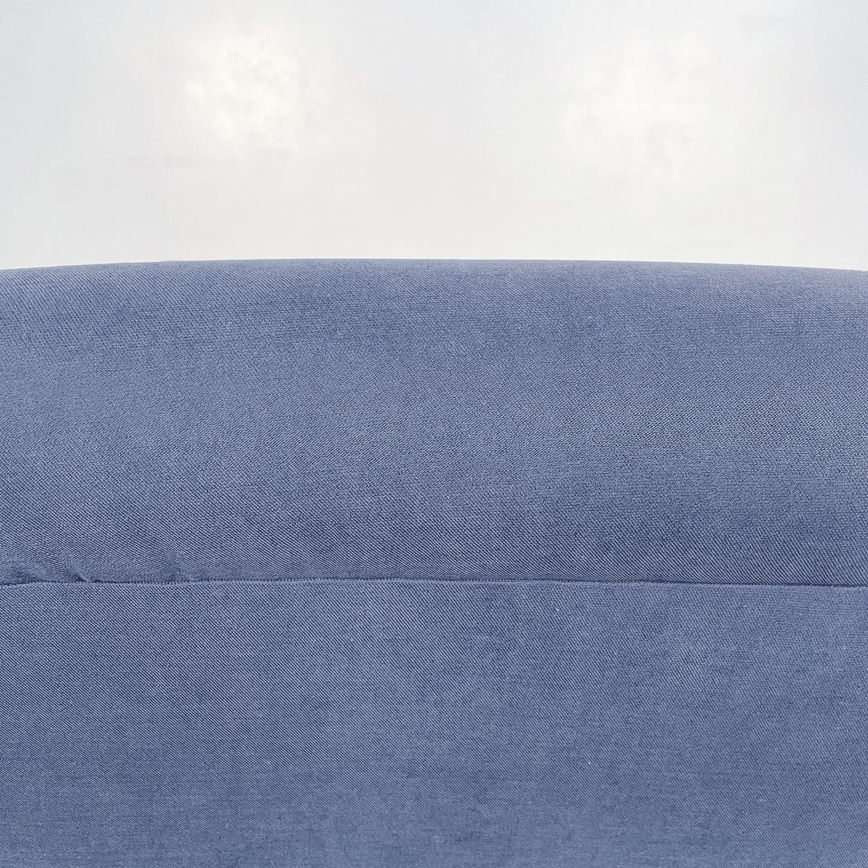 Italian Mid-Century Modern Blue Fabric Armchairs with Tubular Black Metal, 1960s 11
