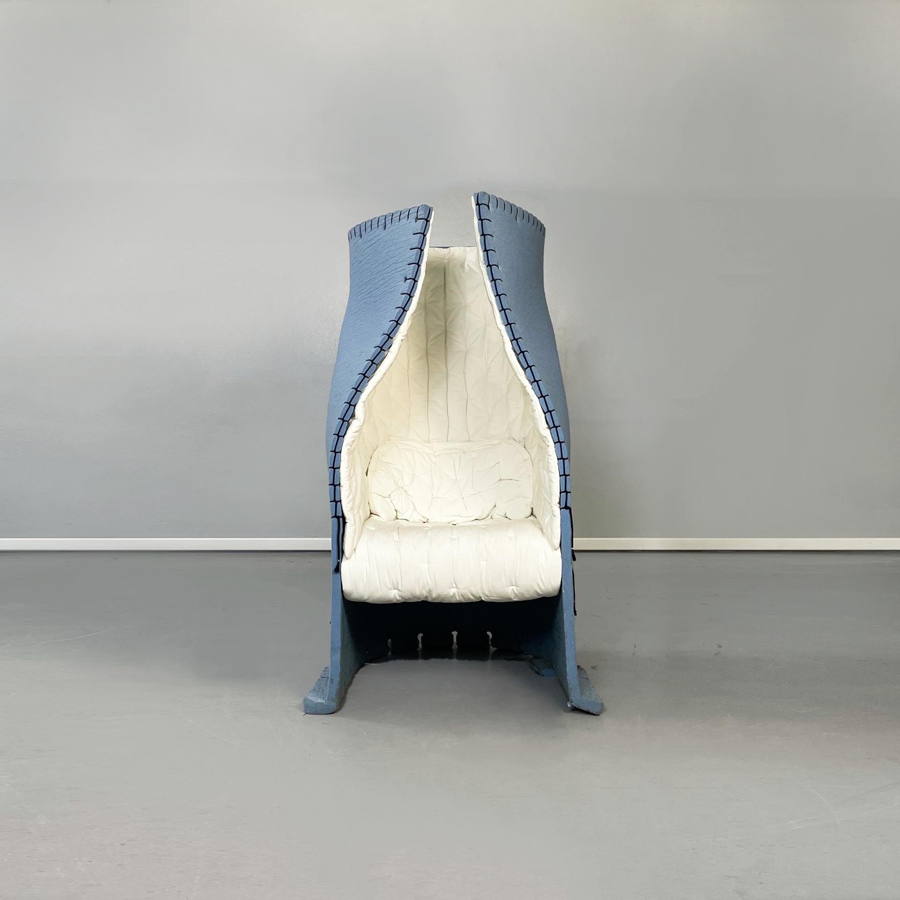 Italian Mid-Century Modern Blue Felt Feltri Armchair by Pesce for Cassina, 1990s In Good Condition In MIlano, IT