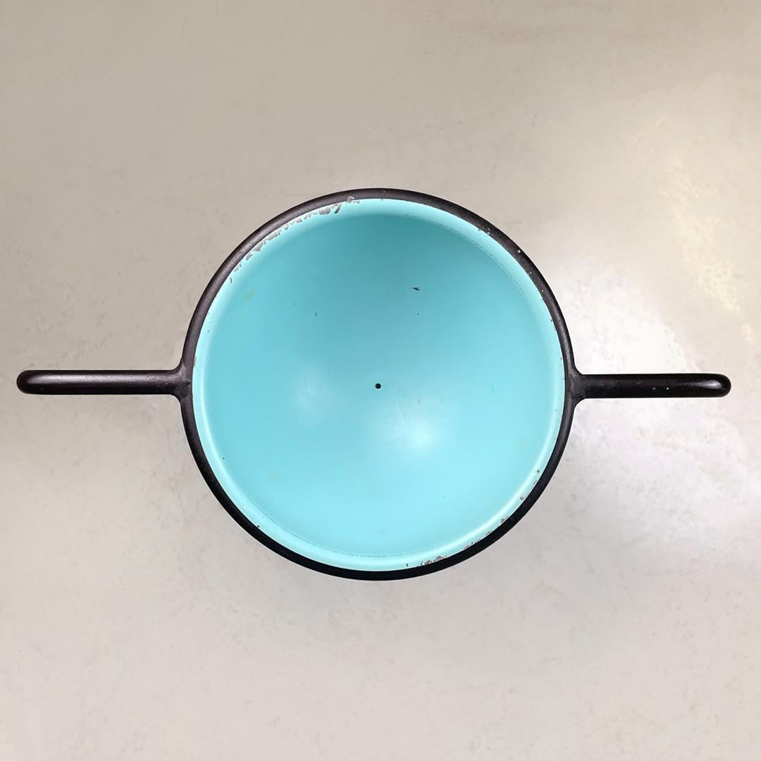 Italian modern base light blue and geometric black metal floor ashtray, 1980s For Sale 6