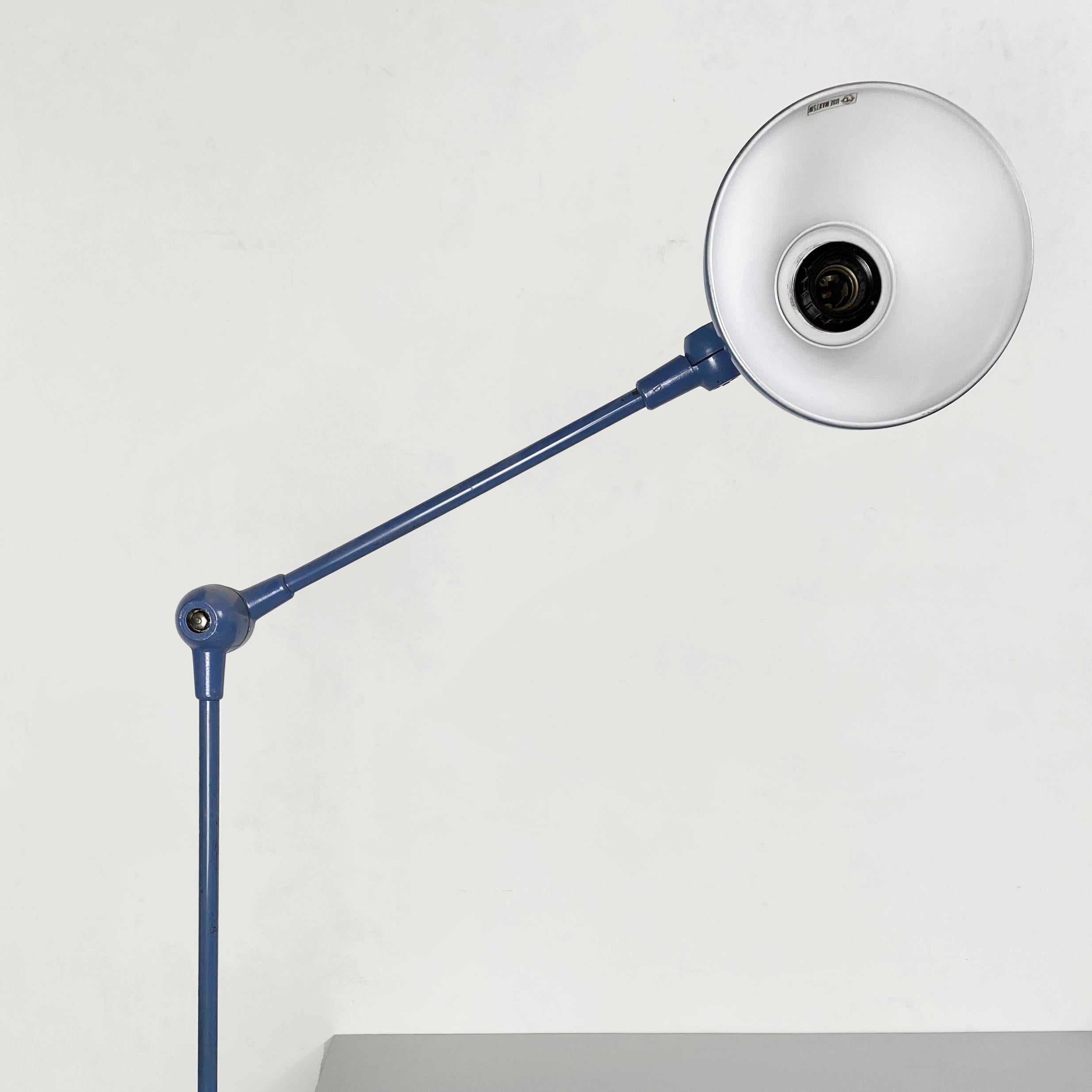 Italian Mid-Century Modern Blue Metal Table Lamp with Clamp, 1970s In Good Condition For Sale In MIlano, IT