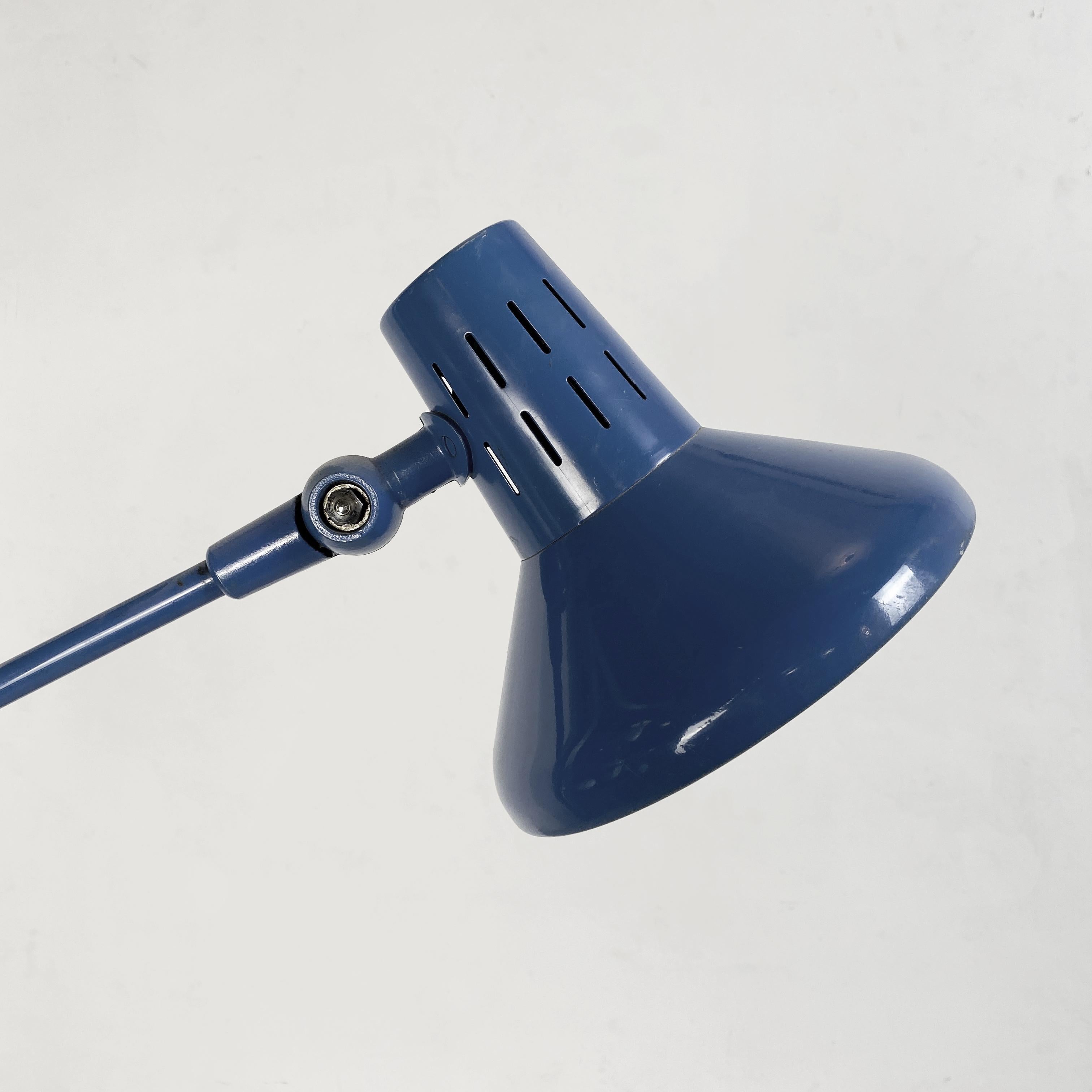 Italian Mid-Century Modern Blue Metal Table Lamp with Clamp, 1970s For Sale 1