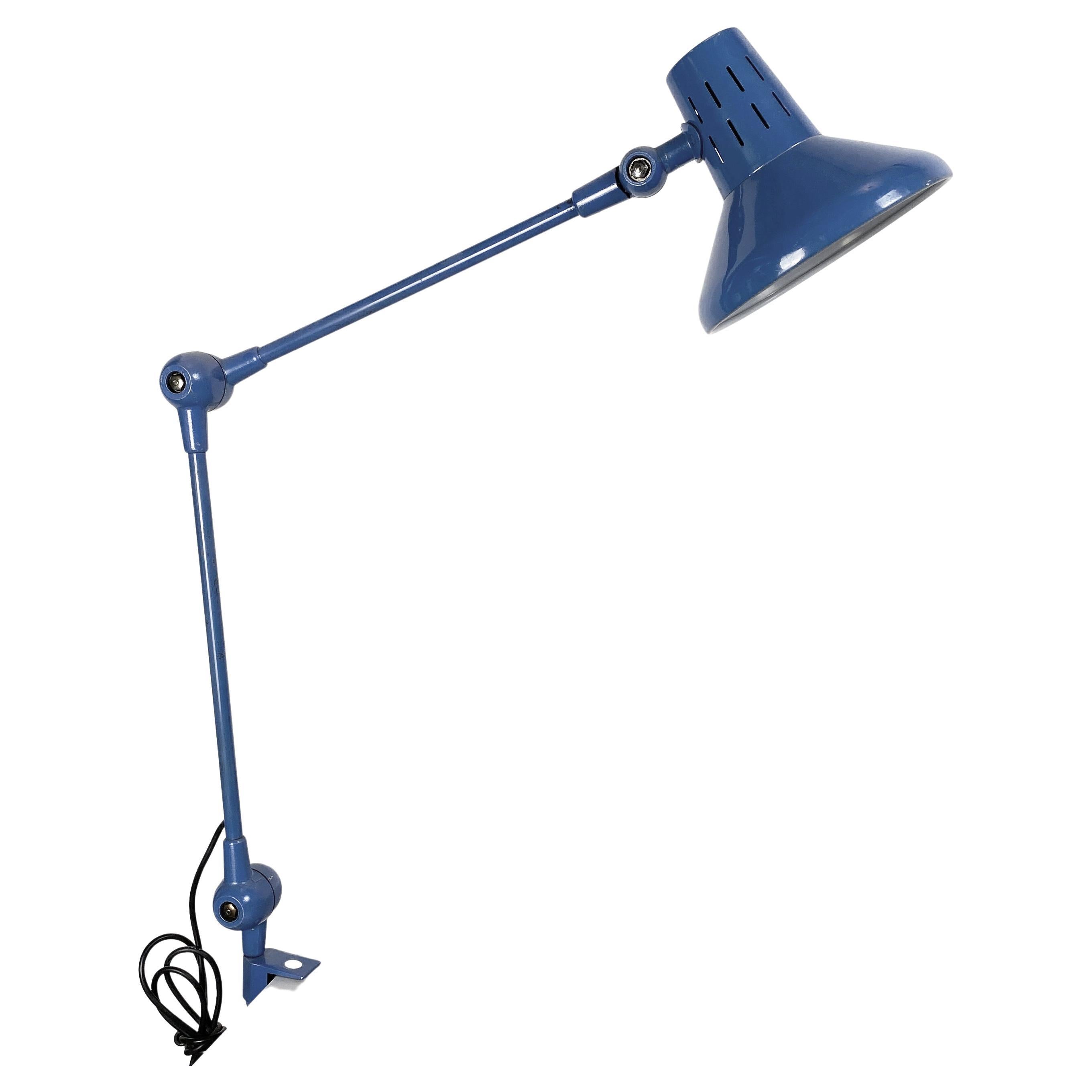 Lampada da tavolo italiana di metà secolo in metallo blu con morsetto, anni '70