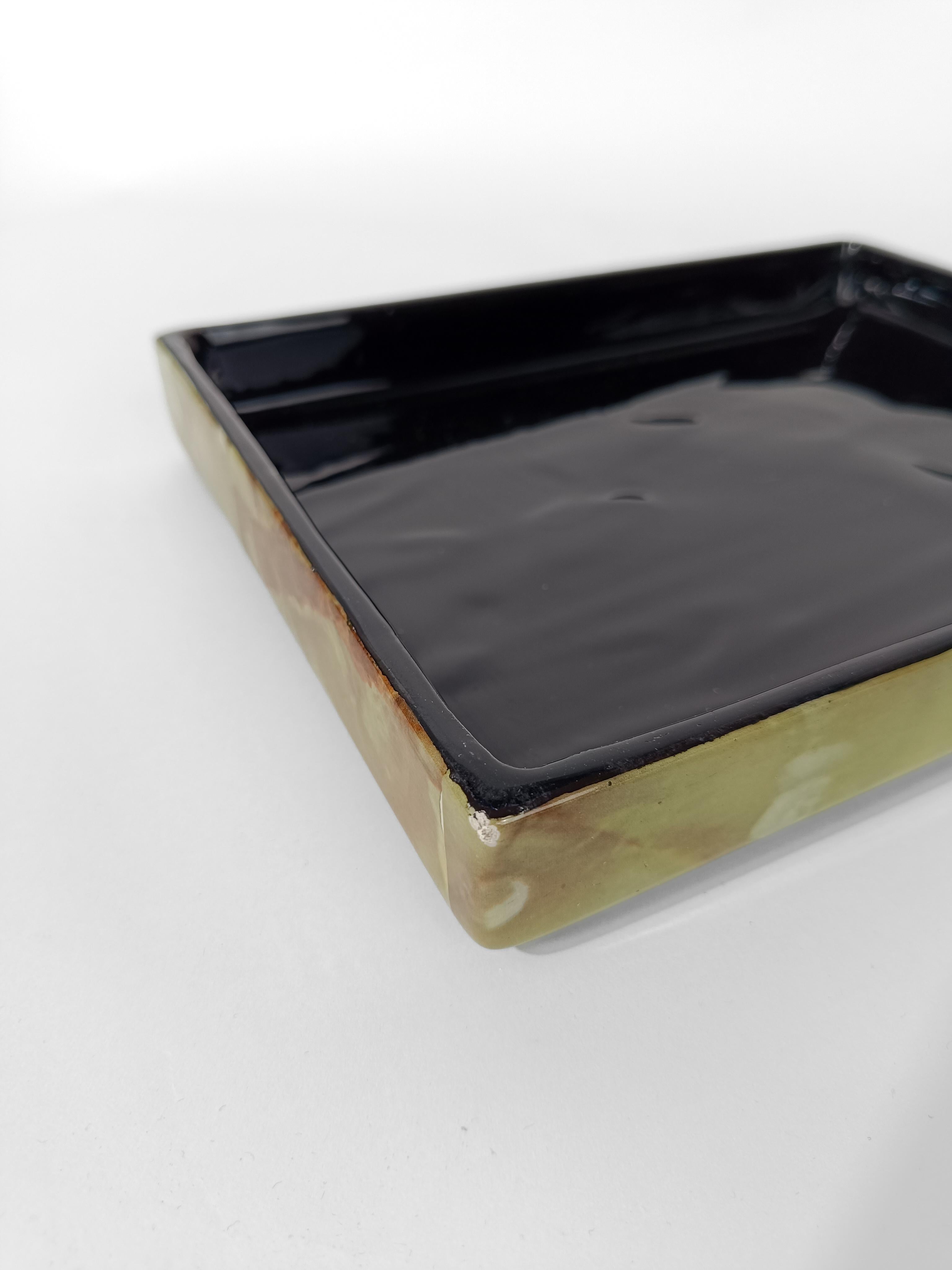  Italian Mid Century Modern Box by Tommaso Barbi in glazed ceramic in faux onyx  For Sale 13