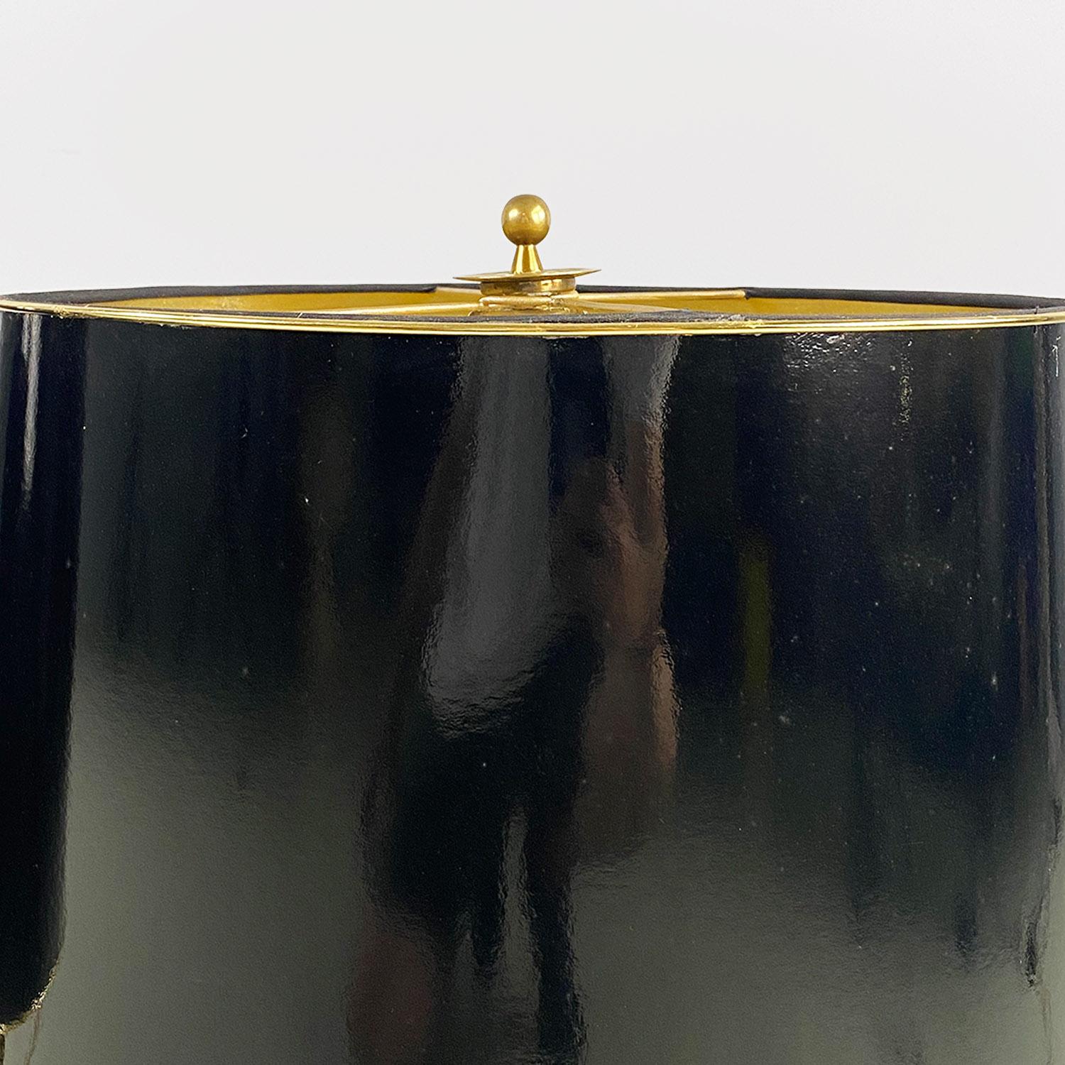 Italienisch Mitte des Jahrhunderts modernen Messing und schwarz glänzend abat jour oder Tischlampen 1940er Jahre im Angebot 10