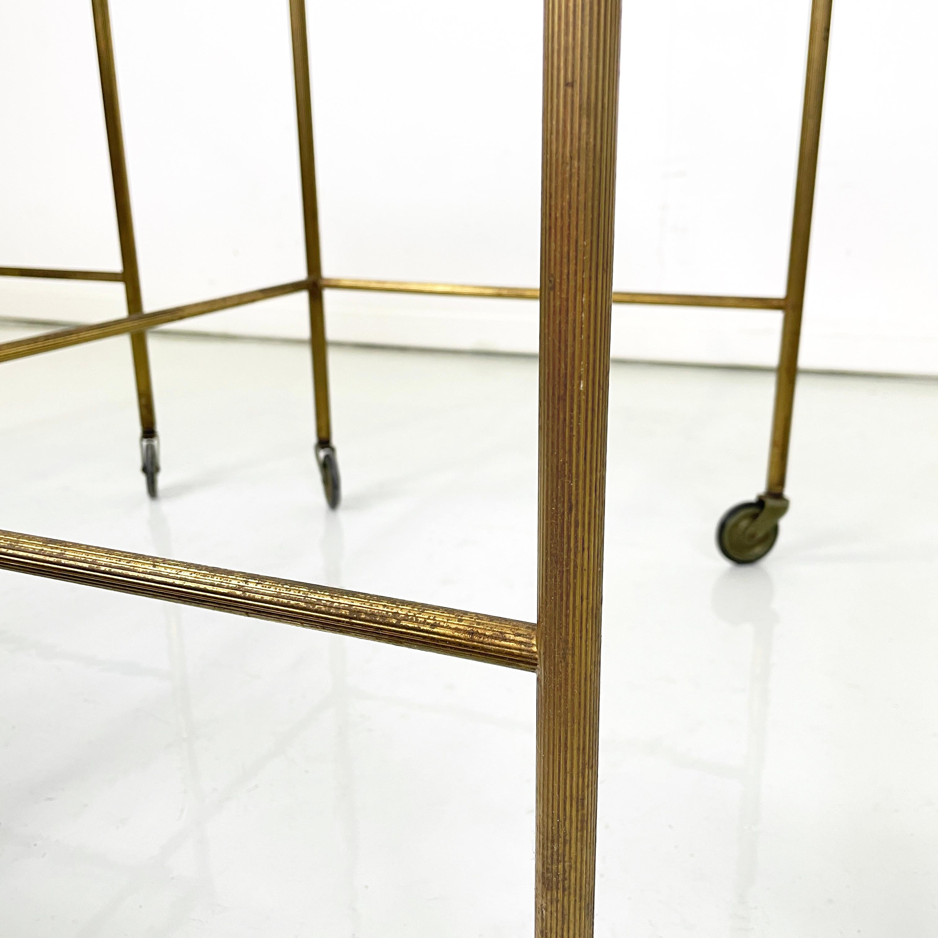 Italian mid-century modern Brass and glass carts with tray, 1960s For Sale 10