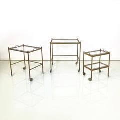 Italian mid-century modern Brass and glass carts with tray, 1960s