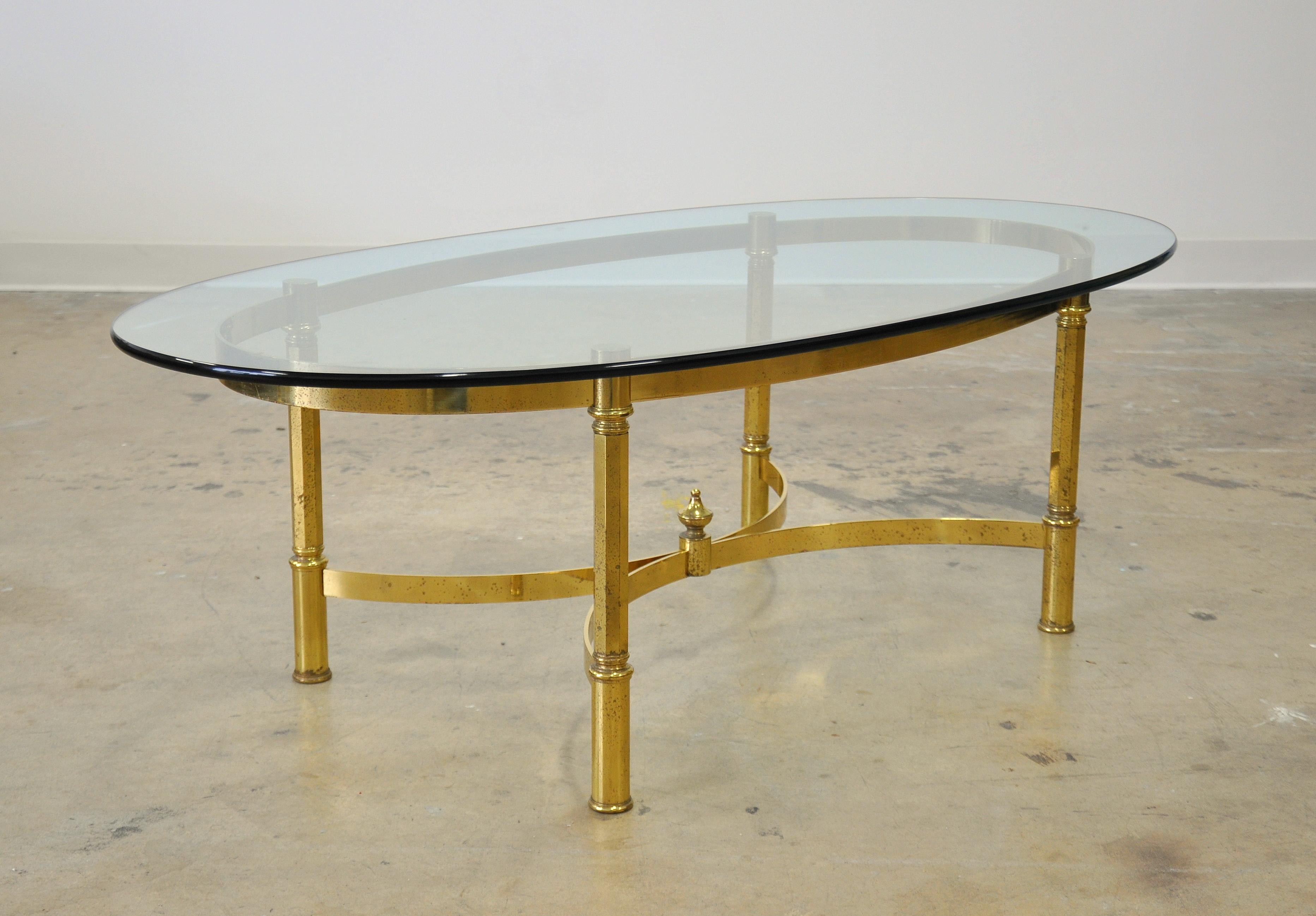 glass and brass coffee table