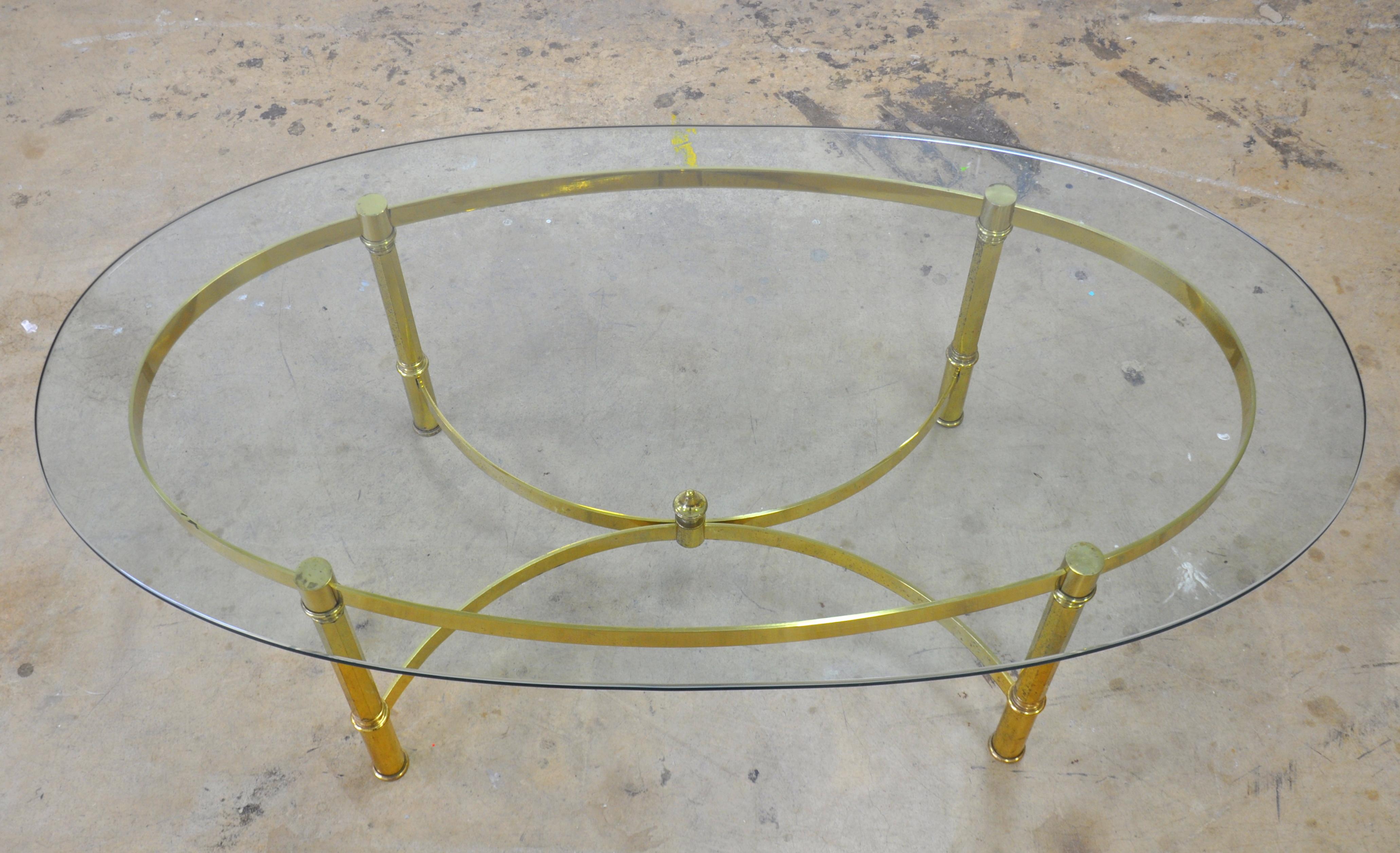 American Italian Mid-Century Modern Brass and Glass Coffee Table