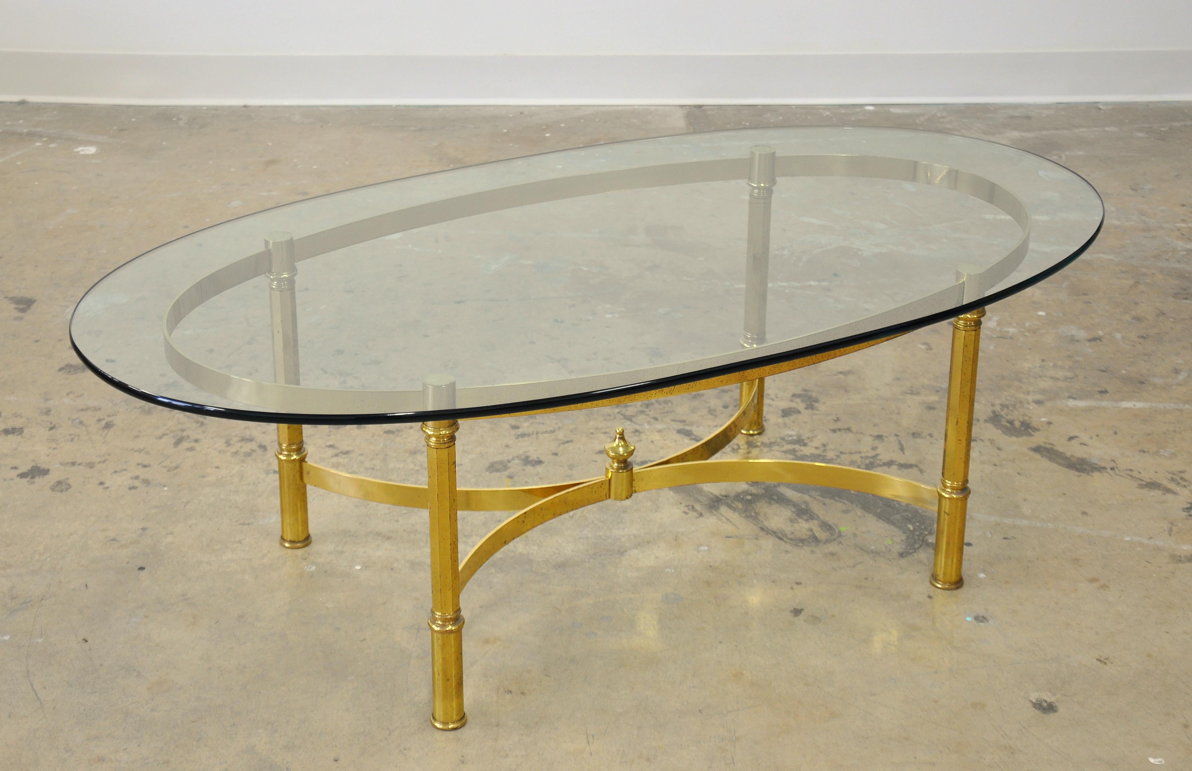 Late 20th Century Italian Mid-Century Modern Brass and Glass Coffee Table