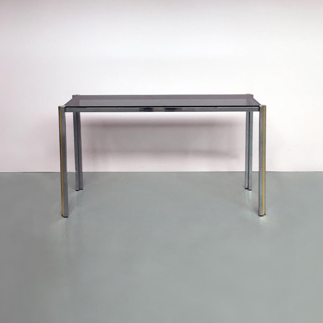 Italian Mid-Century Modern Brass and Glass Entrance Console, 1970s In Good Condition In MIlano, IT