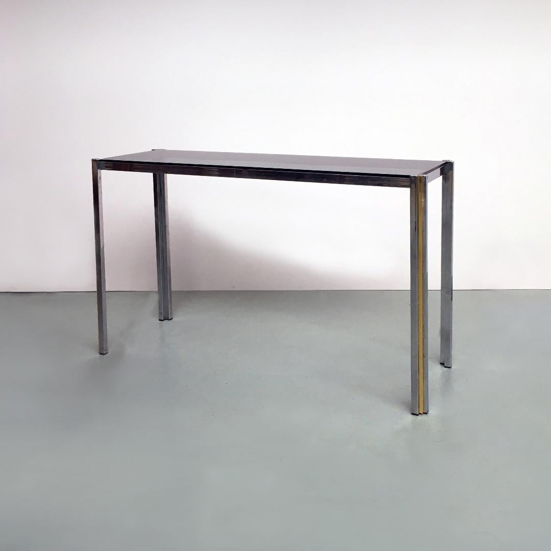 Late 20th Century Italian Mid-Century Modern Brass and Glass Entrance Console, 1970s