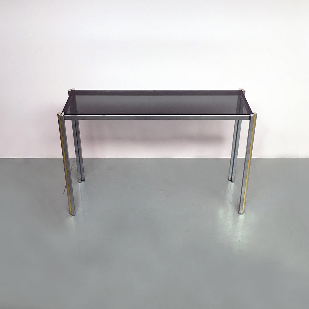 Italian Mid-Century Modern Brass and Glass Entrance Console, 1970s 1