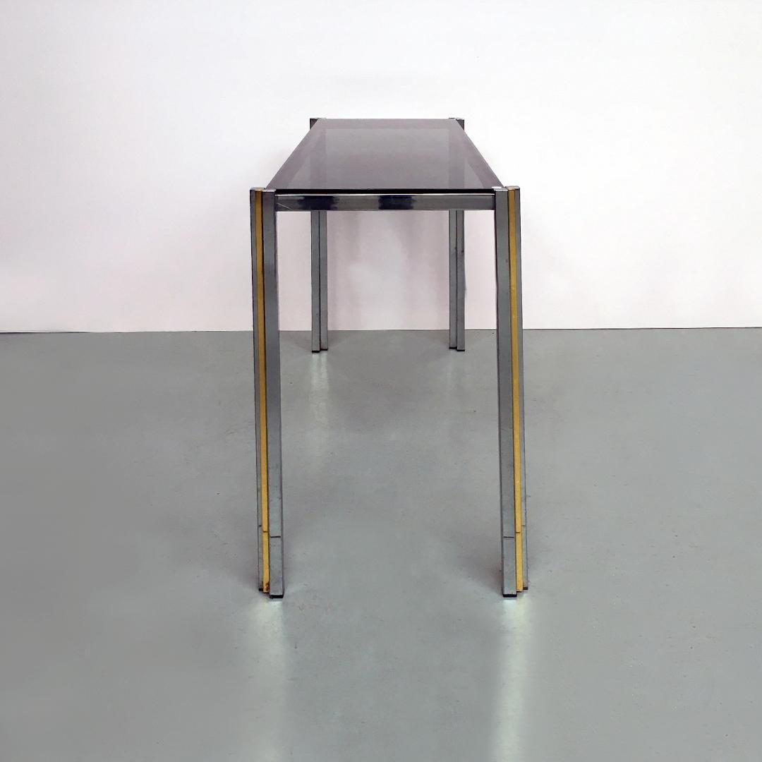 Italian Mid-Century Modern Brass and Glass Entrance Console, 1970s 2