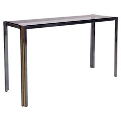 Italian Mid-Century Modern Brass and Glass Entrance Console, 1970s