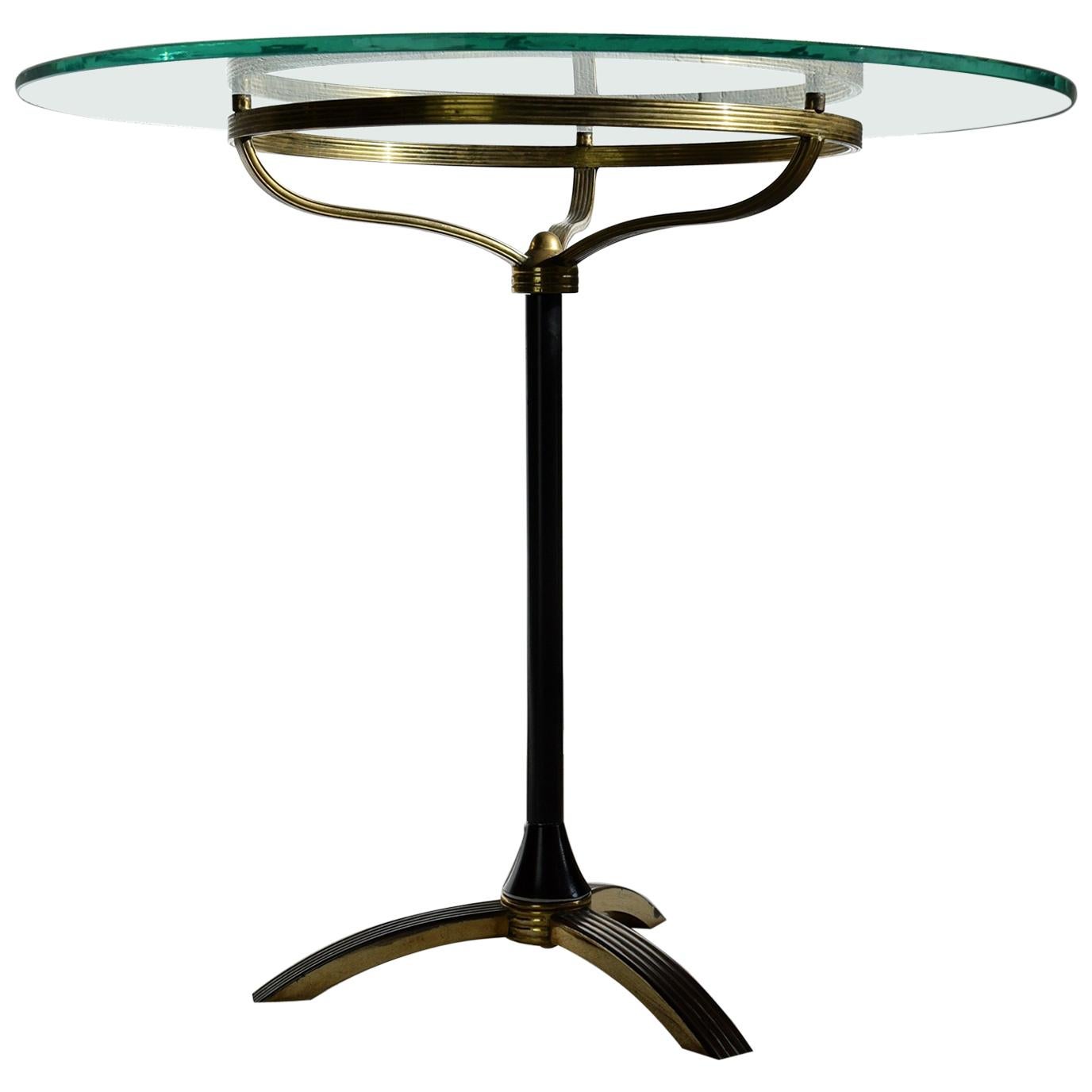 Italian Mid-century Modern Brass and Glass Side Table