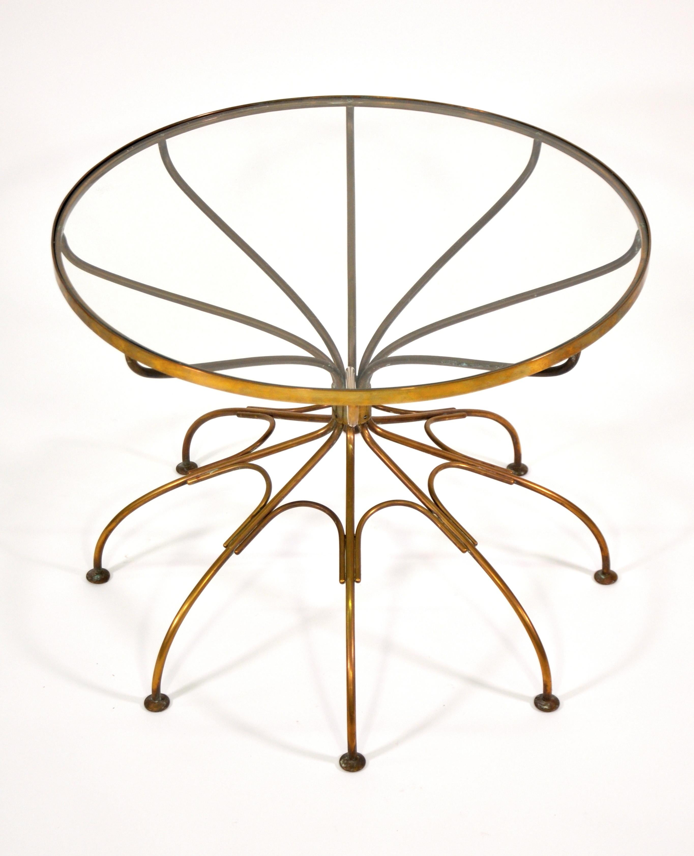 Italian Mid-Century Modern Brass and Glass Spider Side Table 7