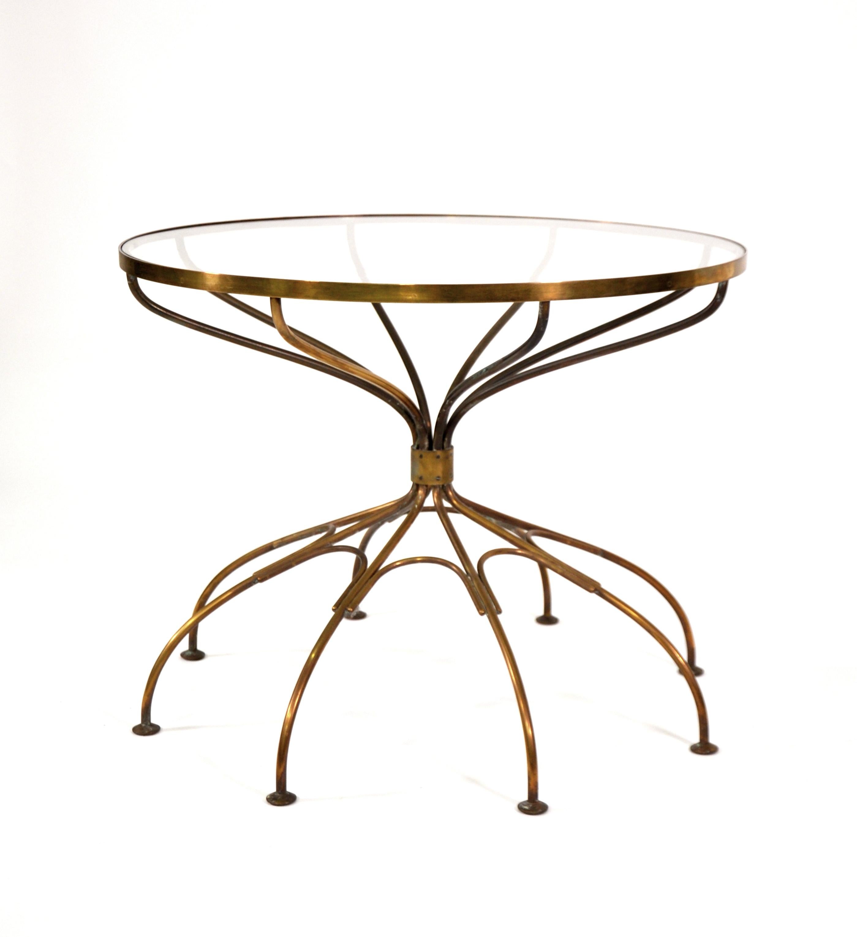 Italian Mid-Century Modern Brass and Glass Spider Side Table 2