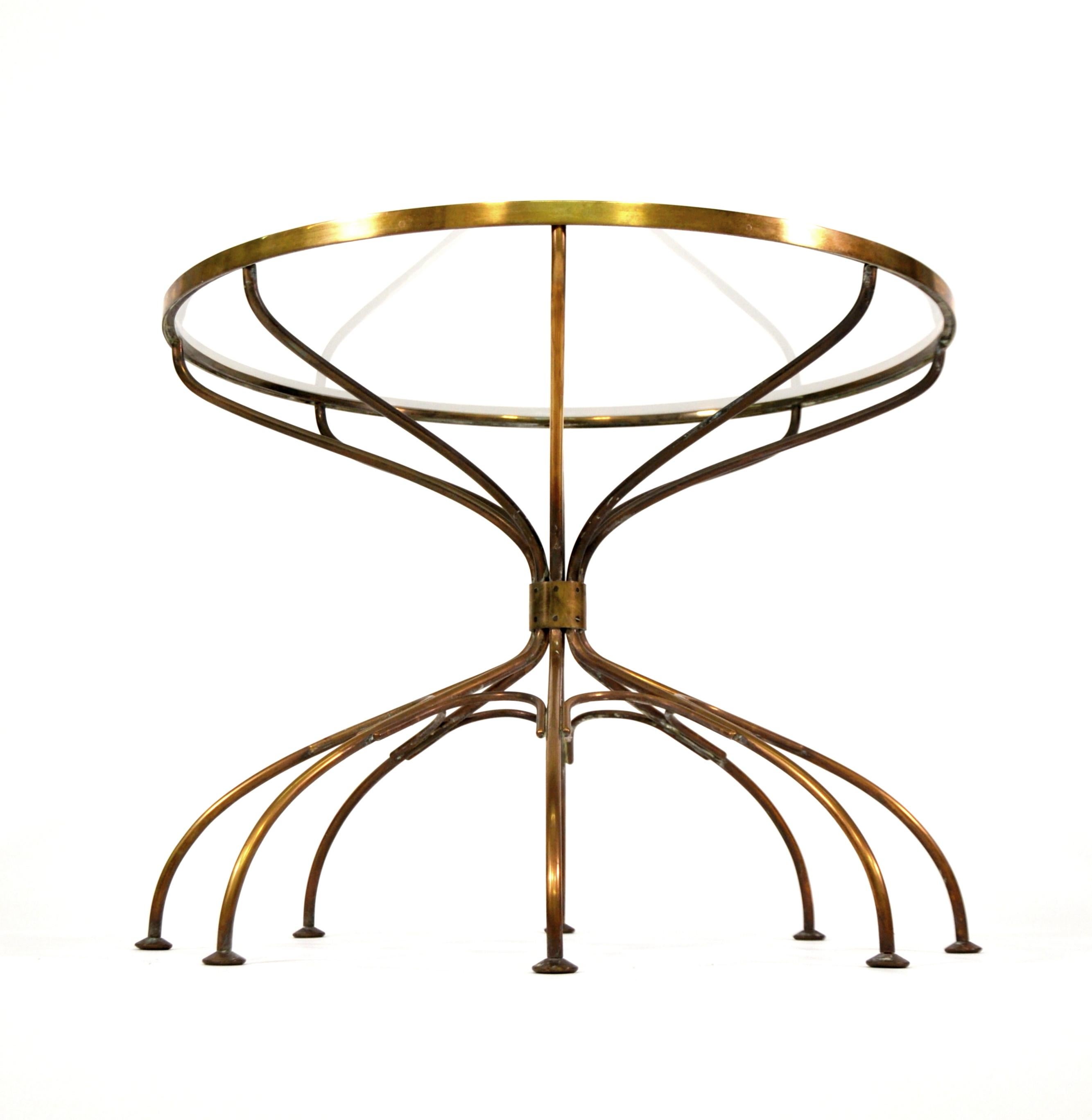 Italian Mid-Century Modern Brass and Glass Spider Side Table 3