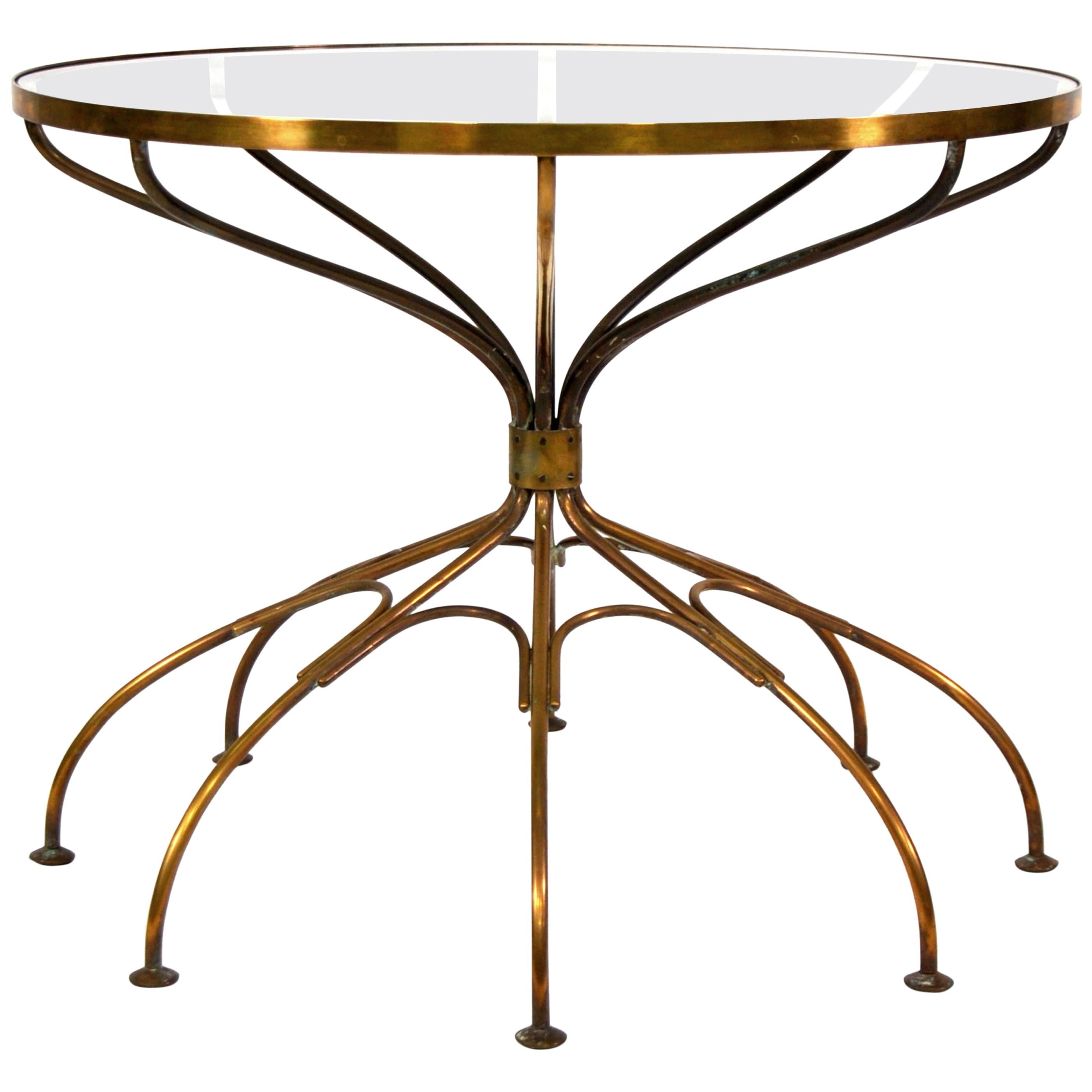Italian Mid-Century Modern Brass and Glass Spider Side Table