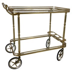 Italian Mid Century Modern Brass and Glass Tray Bart Cart Table by MB, 1970s
