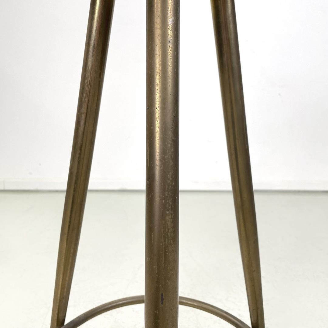 Italian mid-century modern brass and leatherette high bar stools, 1950s  6