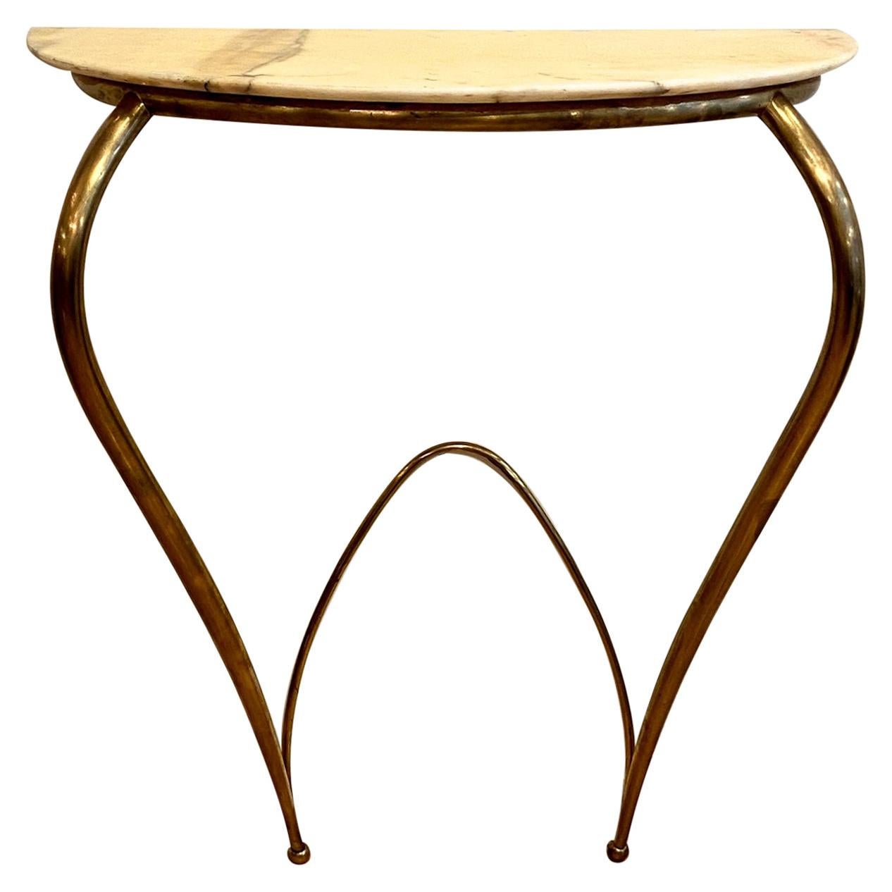 Italian Mid-Century Modern Brass and Marble Console, 1940