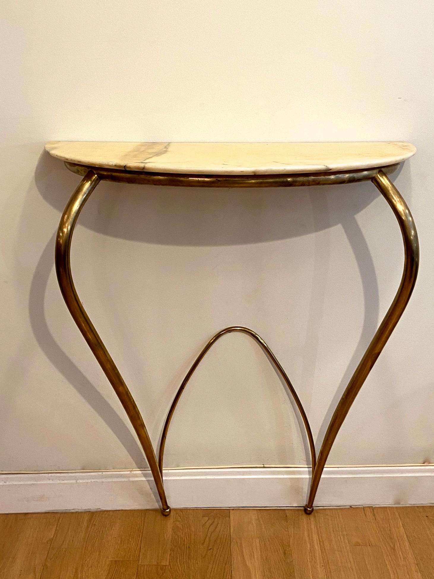 Italian Mid-Century Modern Brass and Marble Console, 1940 2
