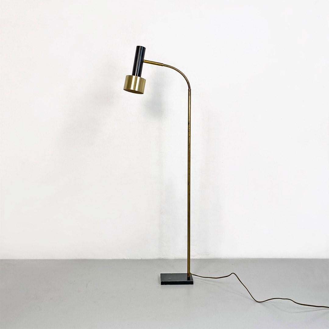 Mid-20th Century Italian Mid-Century Modern Brass and Metal Adjustable Floor Lamp by Stilux 1960s For Sale