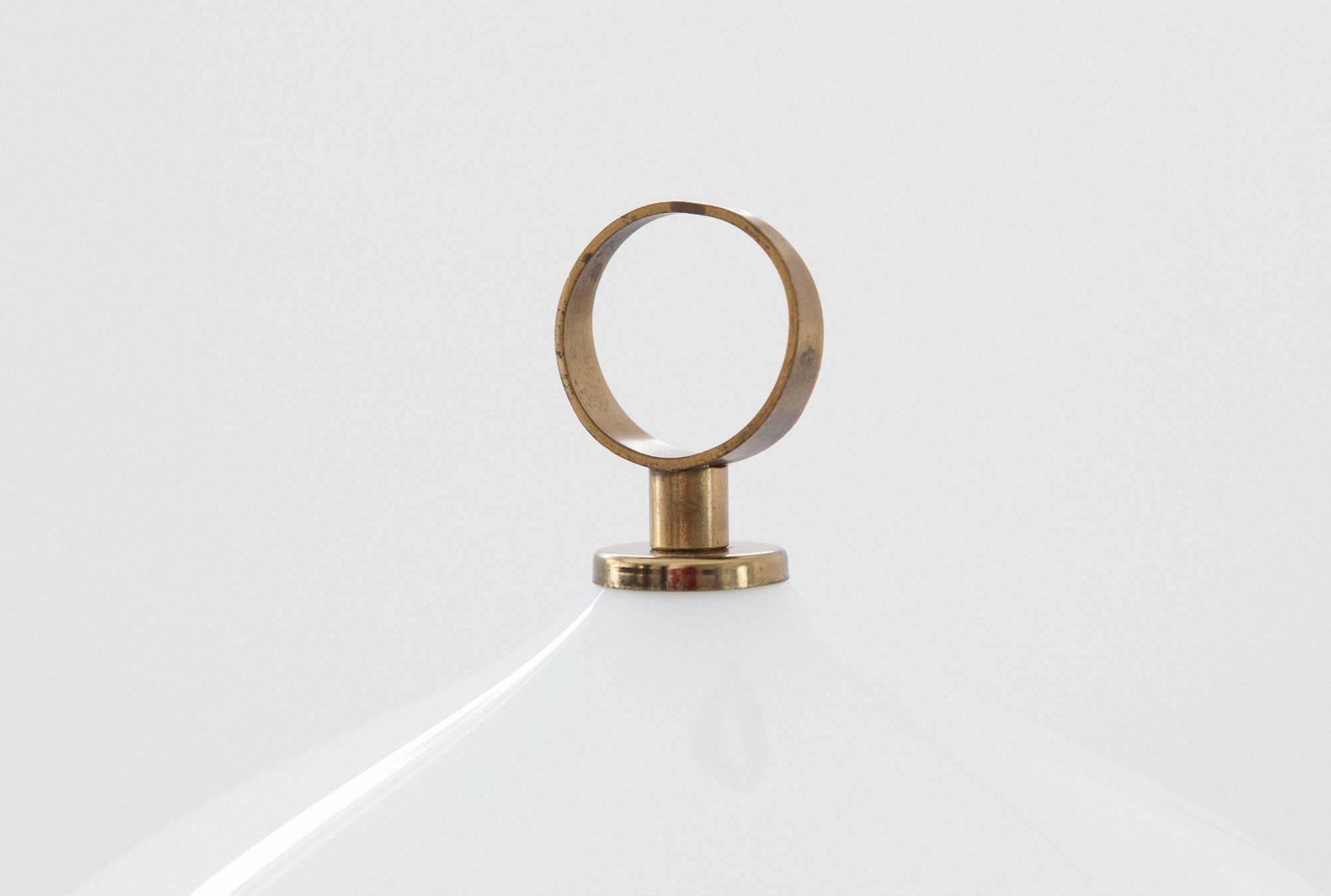 Italian Mid-Century Modern Brass and Opaline Glass Floor Tripode Lamp, 1950s 2