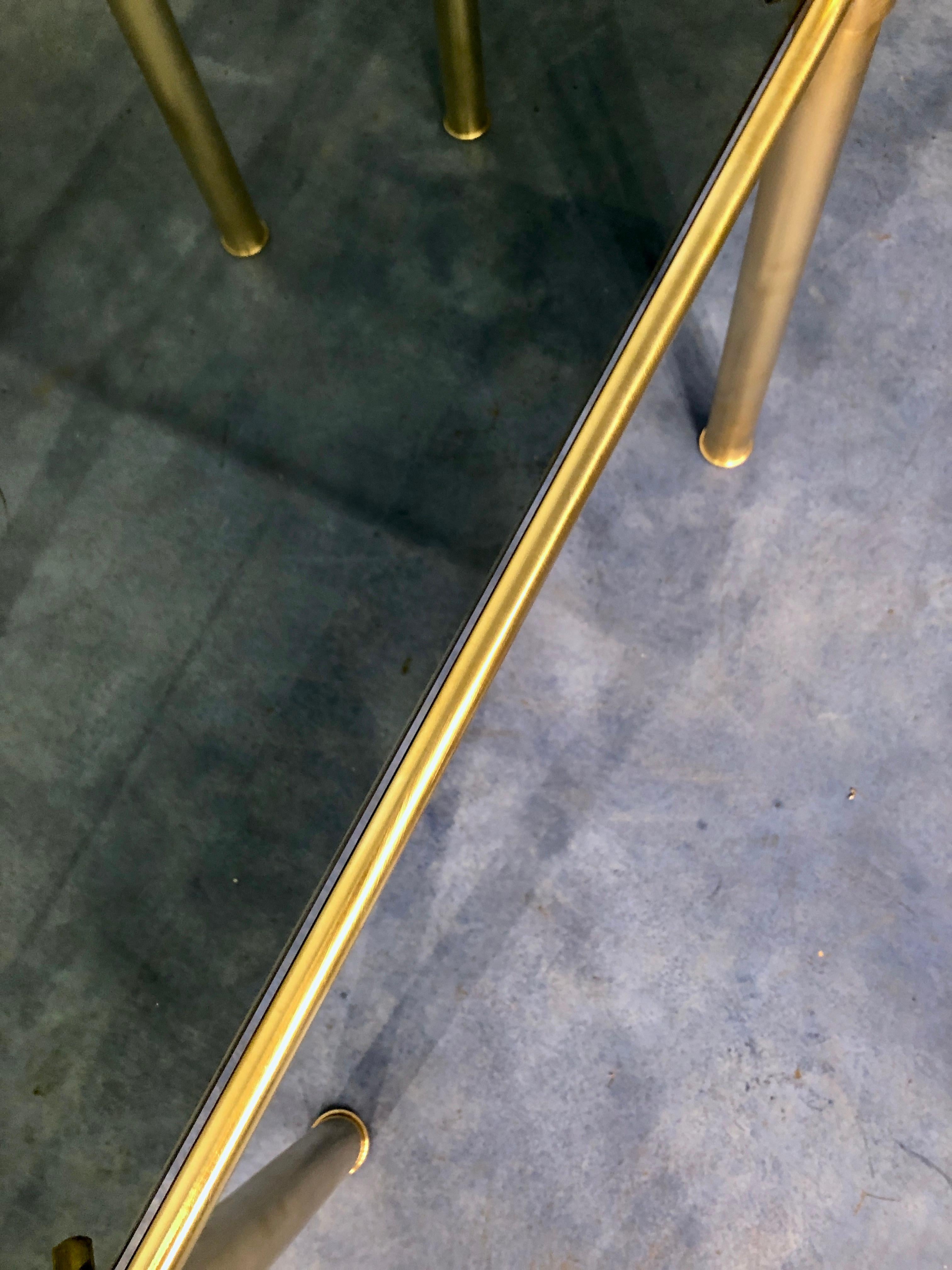 Italian Mid-Century Modern Brass and Smoked Glass Nesting Tables, 1970s For Sale 12