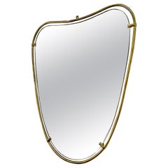 Italian Mid-Century Modern Brass and Vintage Glass Coat of Arms Mirror, 1950s