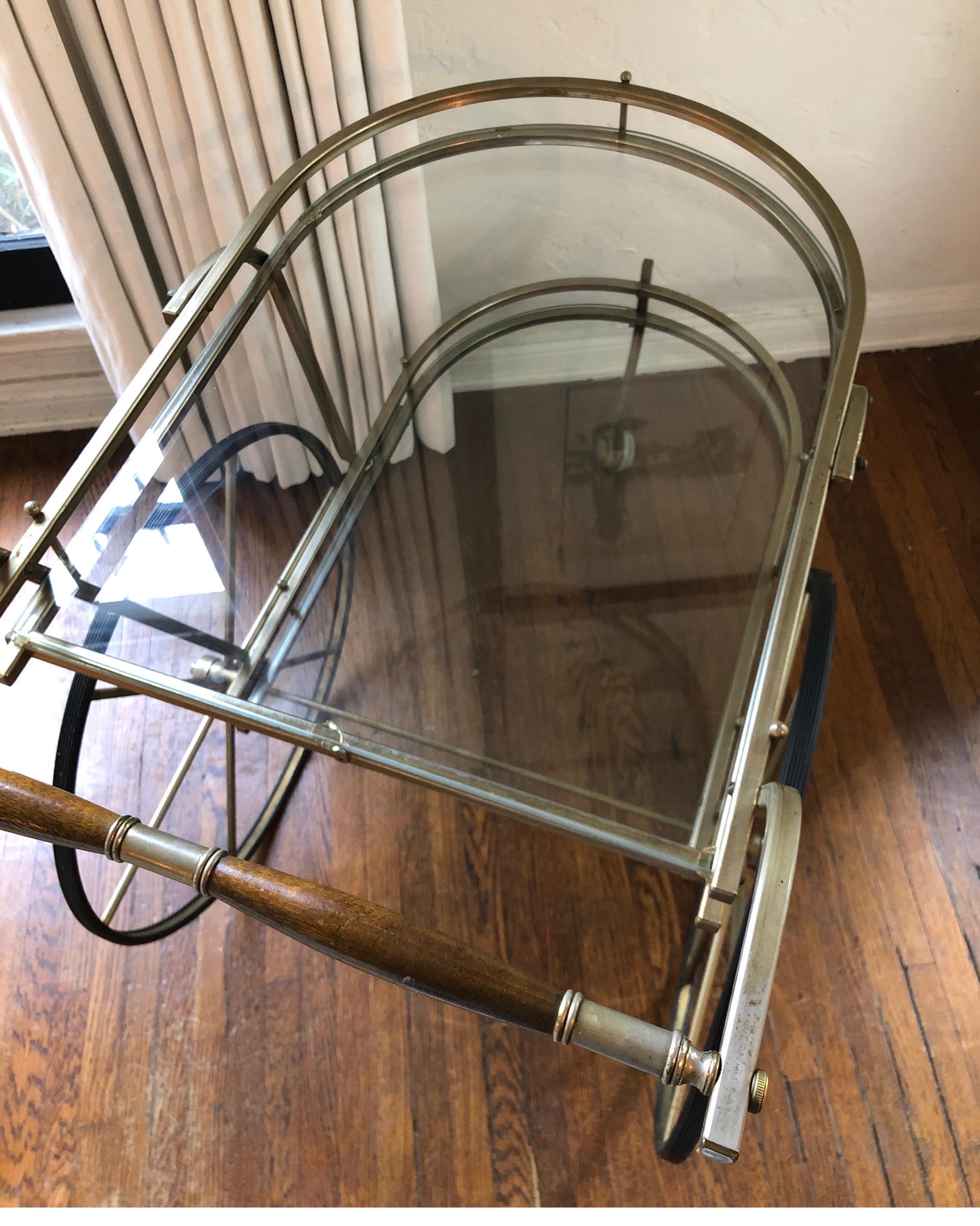 Italian Mid-Century Modern Brass Bar Cart 6