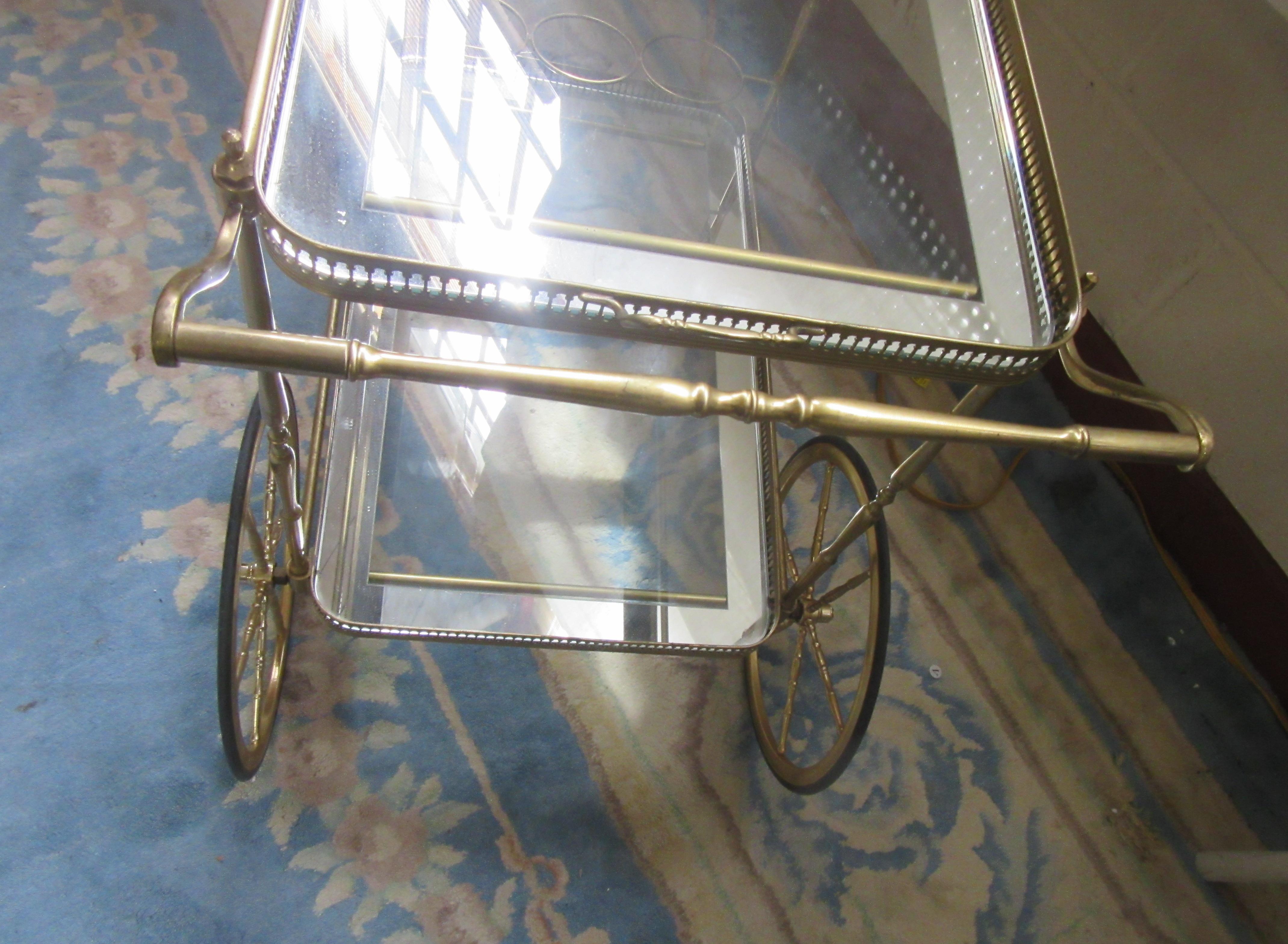 Mid-20th Century Italian Mid-Century Modern Brass Bar Cart