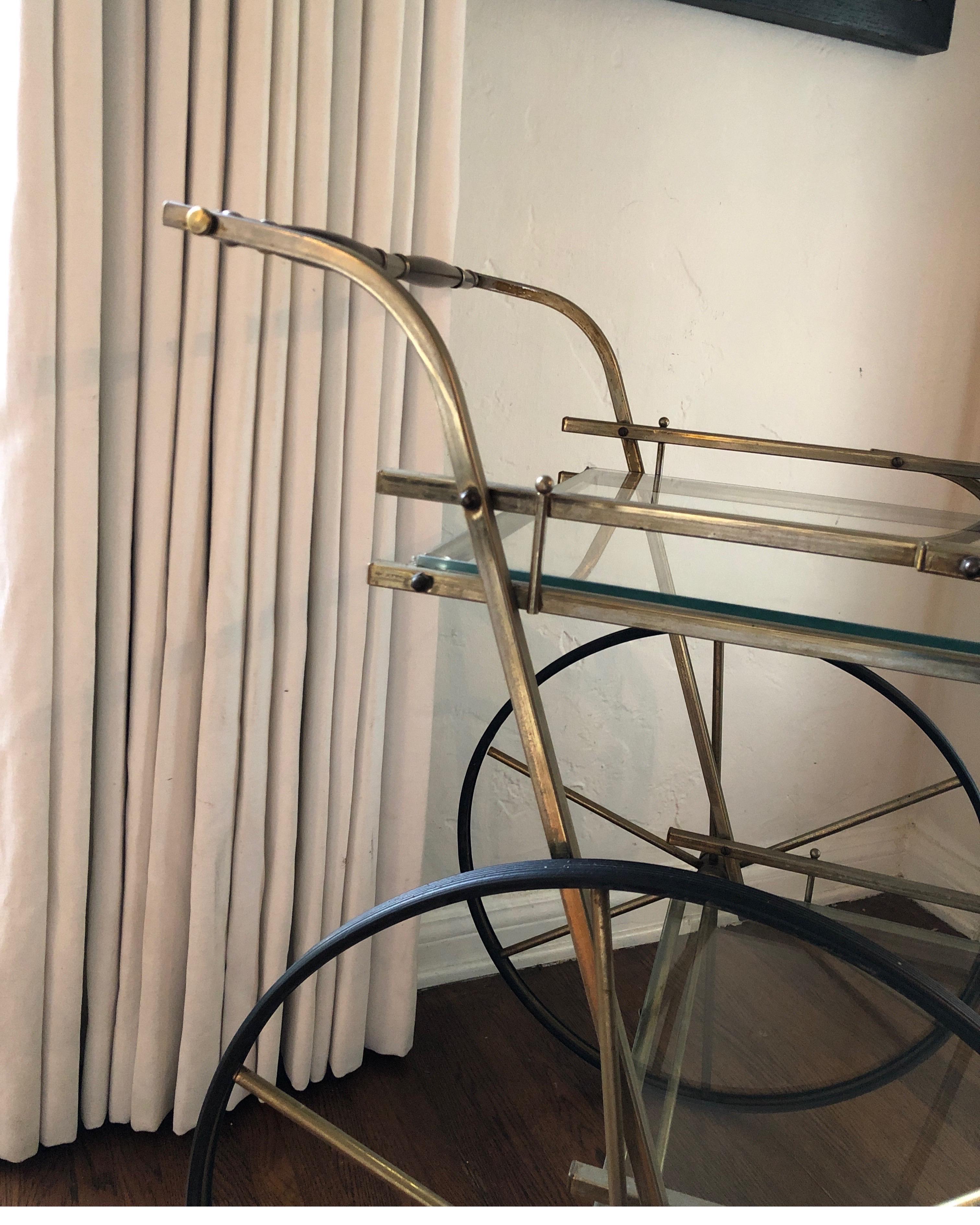 Italian Mid-Century Modern Brass Bar Cart 4