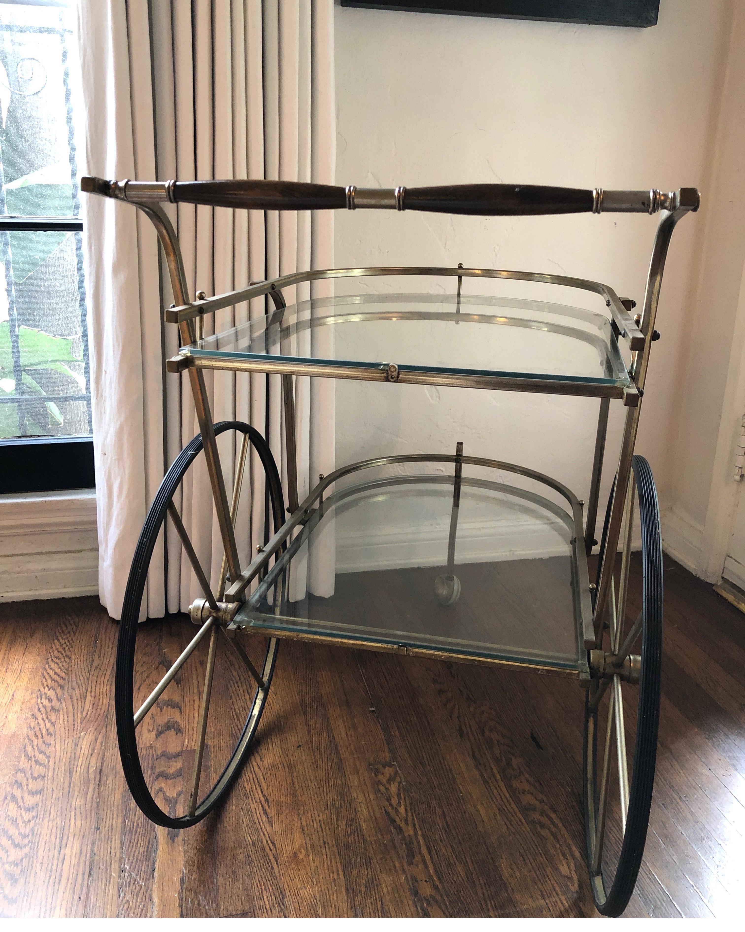 Italian Mid-Century Modern Brass Bar Cart 5