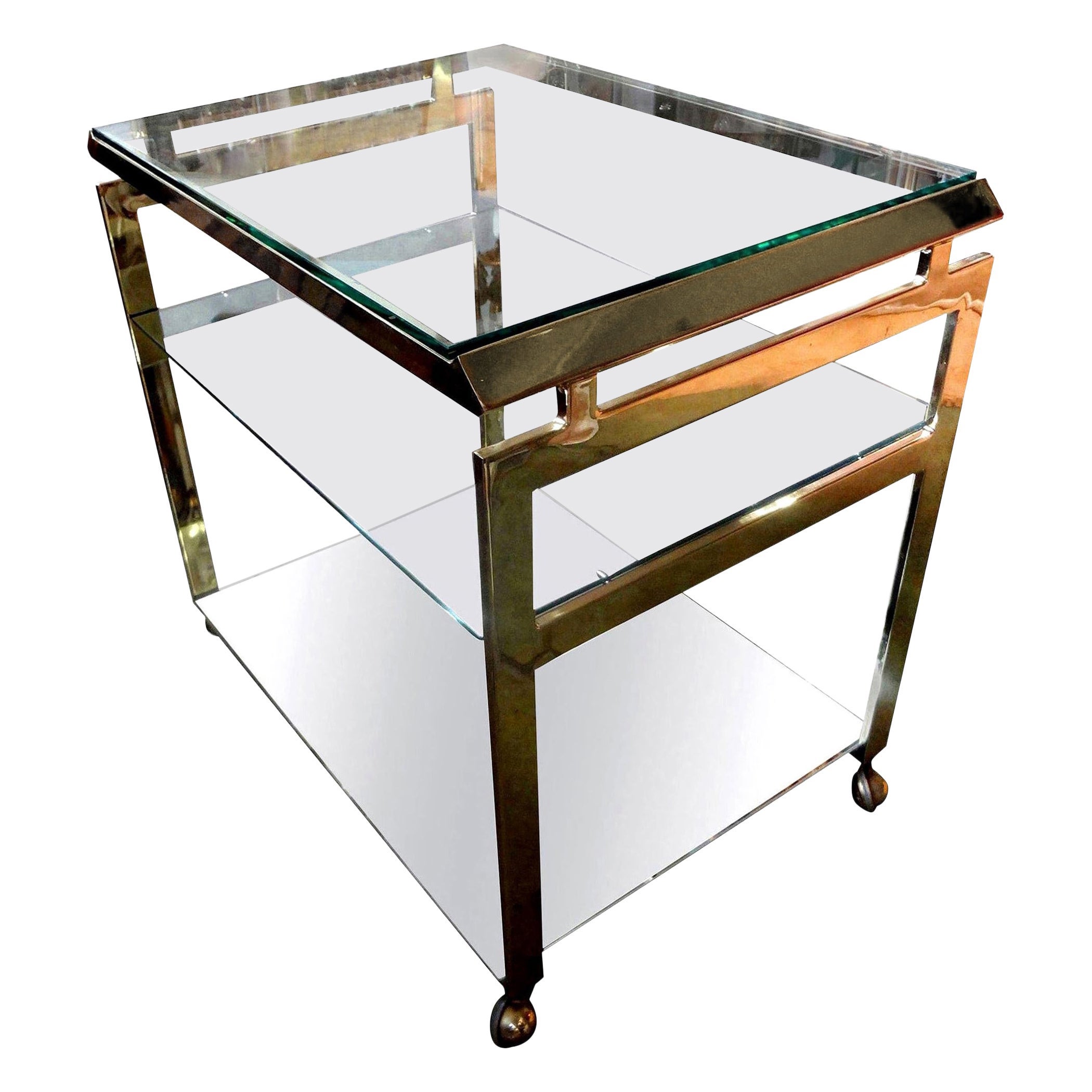 Italian Mid-Century Modern Brass Bar Cart