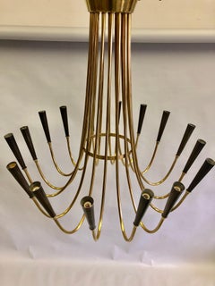 Italian Mid-Century Modern Brass Chandelier Attr. to Guglielmo Ulrich