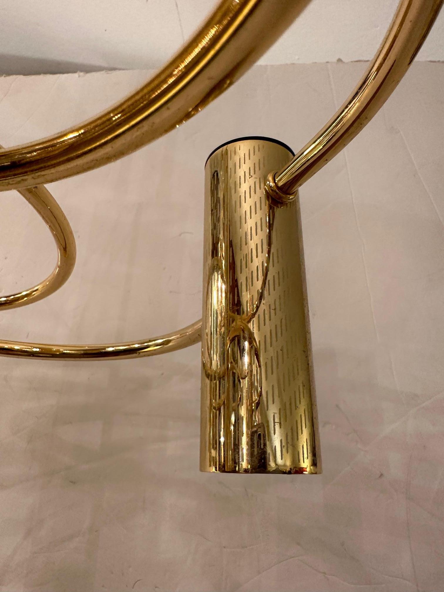 Italian Mid-Century Modern Brass Chandelier For Sale 2