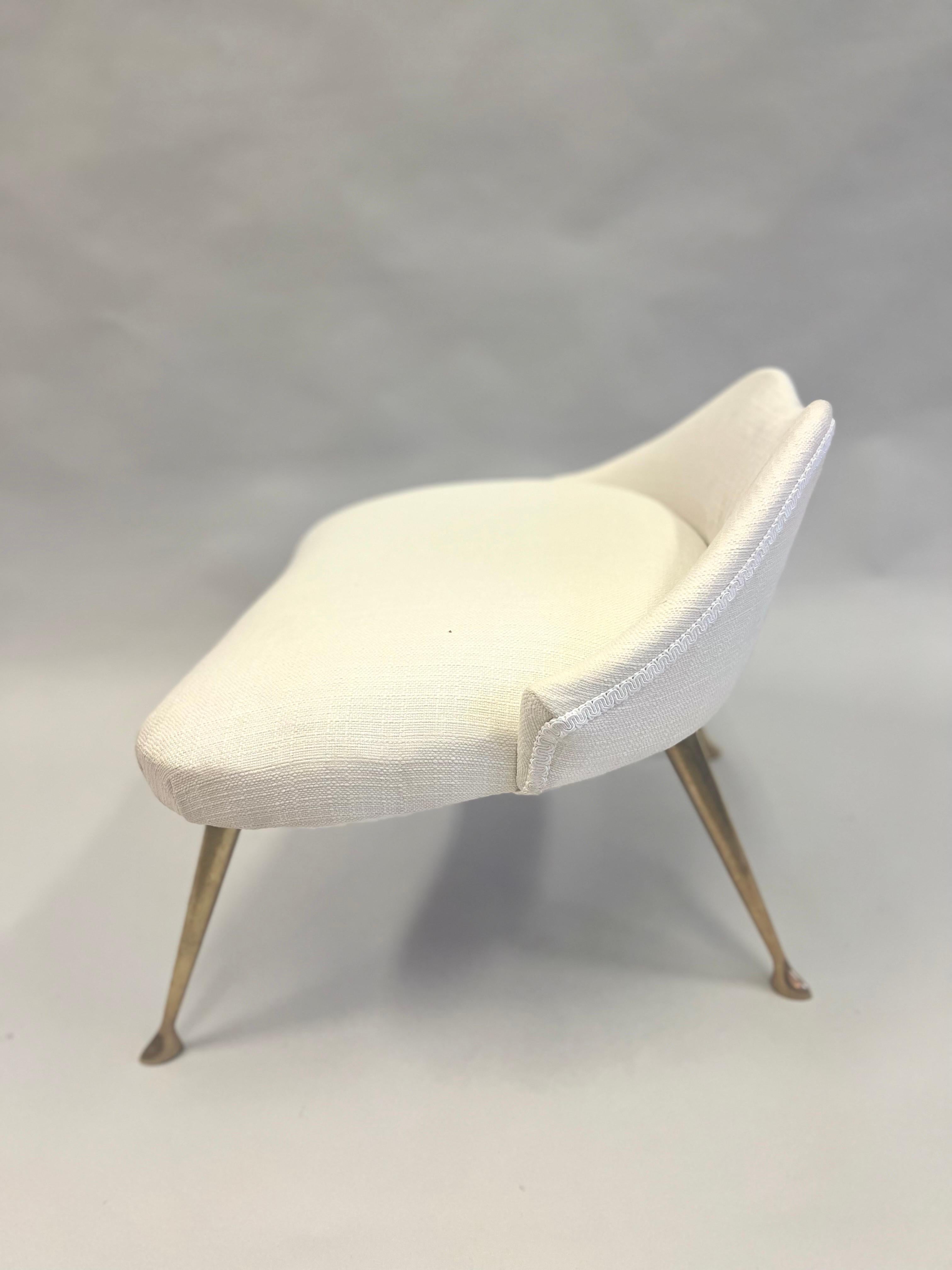 Italian Mid-CenturyModern Brass & Cotton Vanity Chair Attributed to Marco Zanuso For Sale 8
