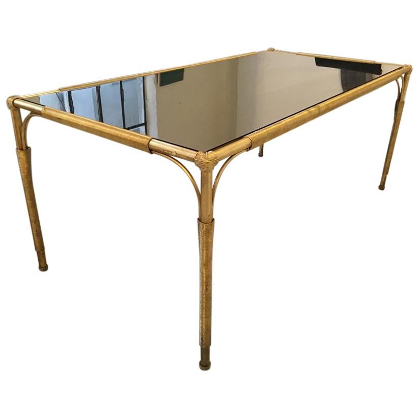 Brass and Glass MidCentury Dining Table at 1stdibs
