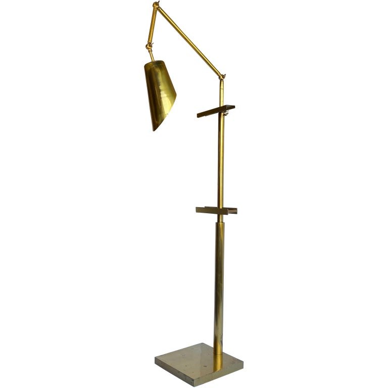 Italian MidCentury Modern Brass Easel Floor Lamp and Painting Stand
