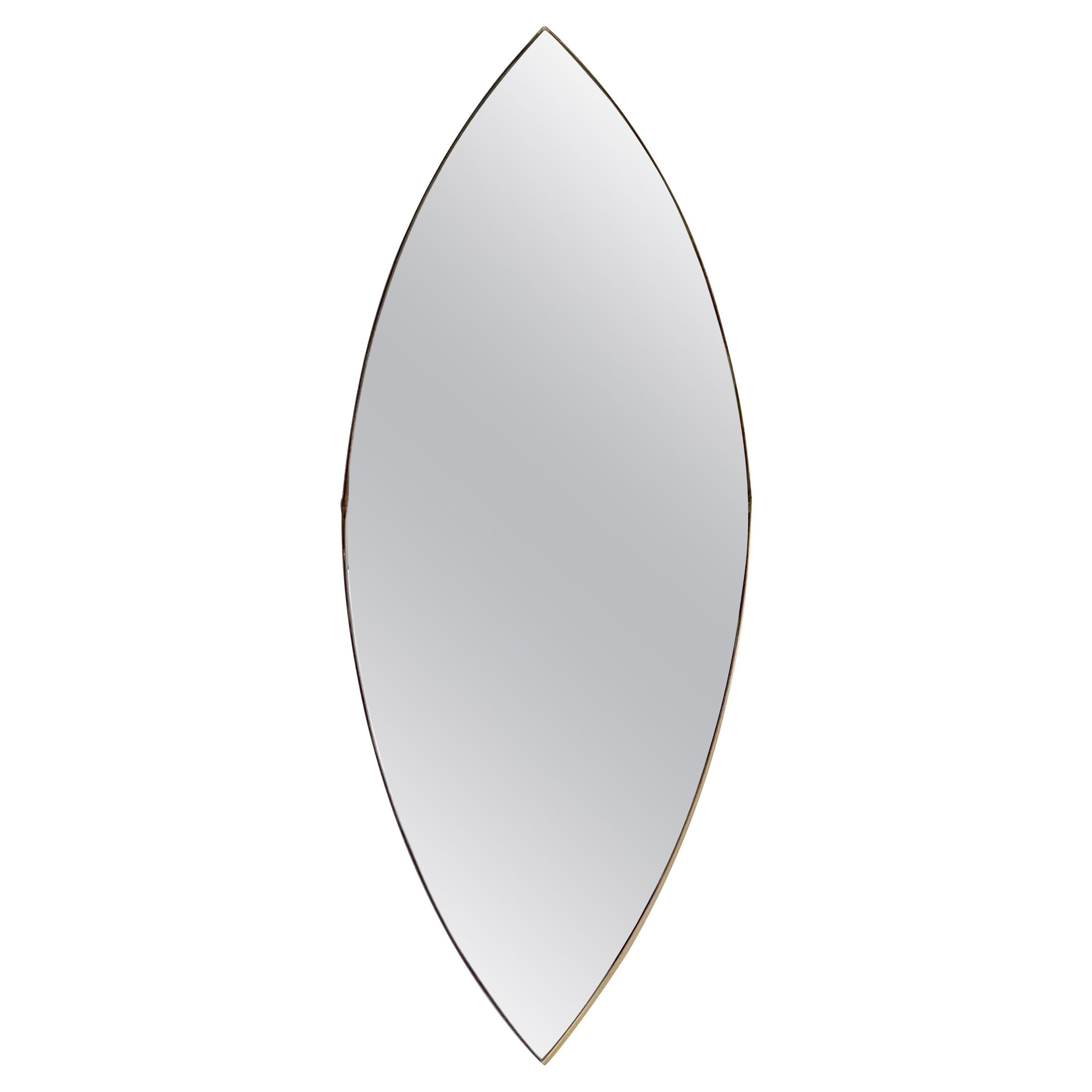 Miroir en laiton à points d'ellipse / "œil", Italie, milieu du siècle dernier, années 1950 en vente