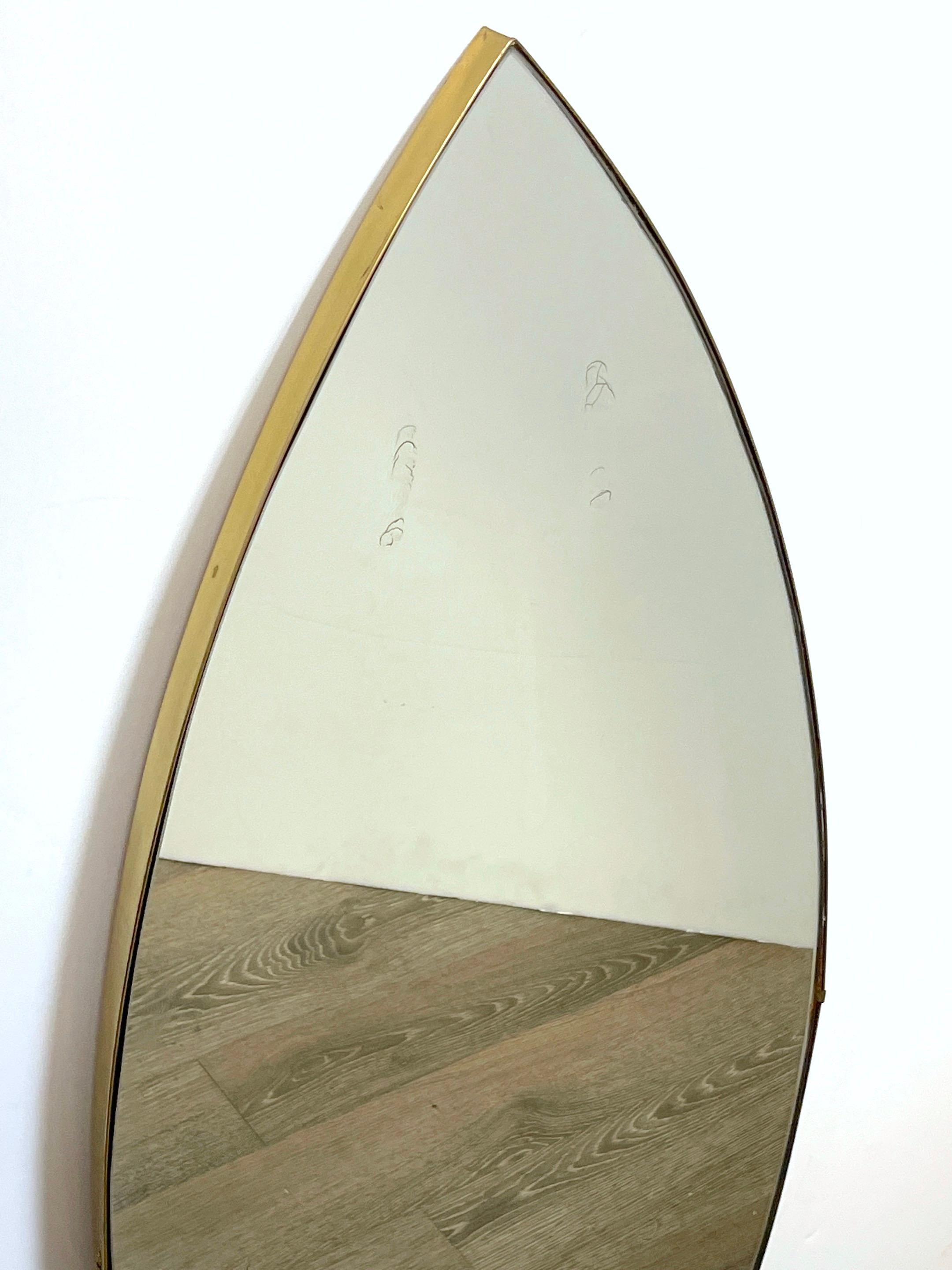 Mid-Century Modern Italian Mid -Century Modern Brass Eye Motif / Ellipsis Points Mirror, 1950s For Sale