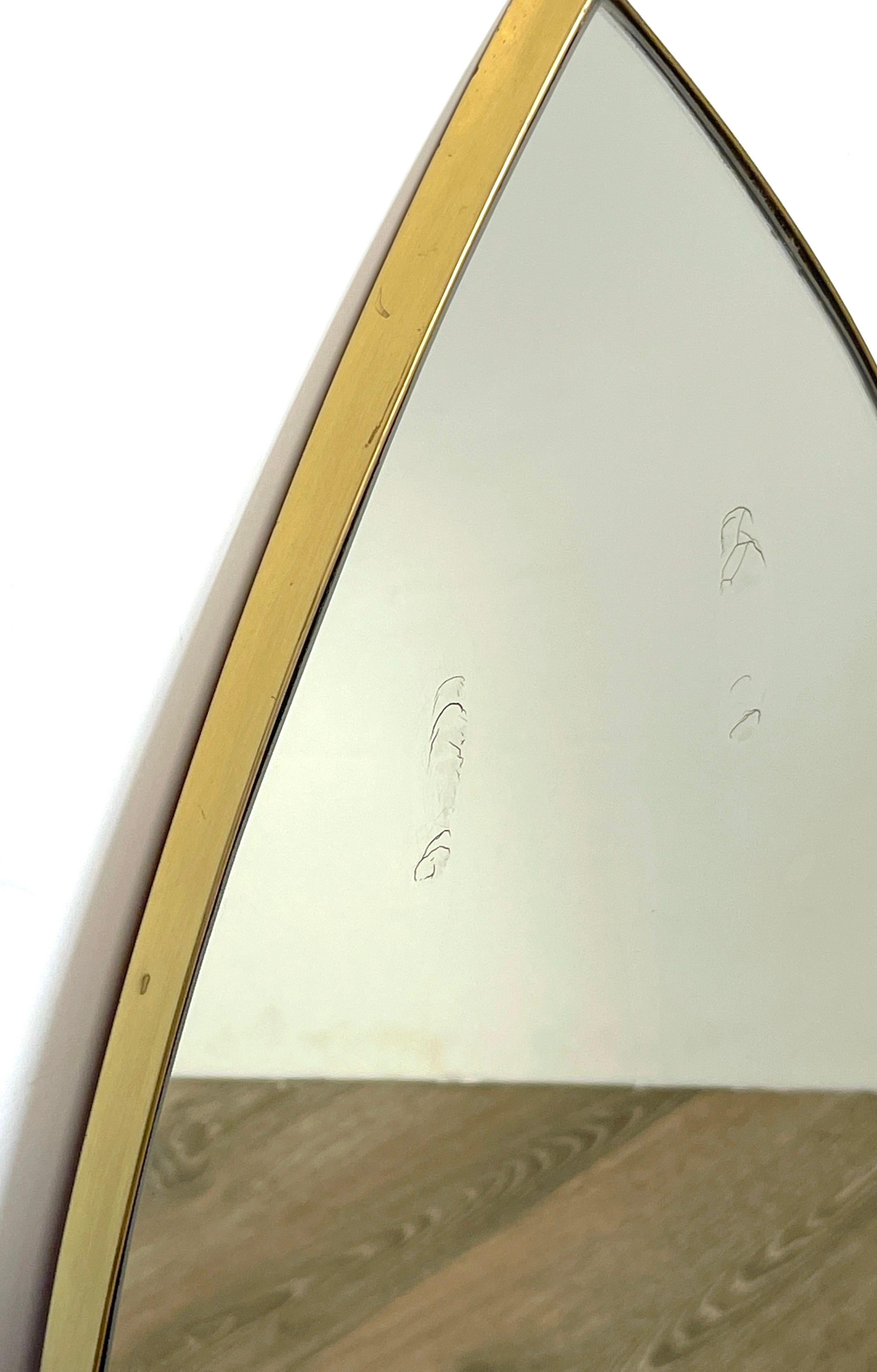 Italian Mid -Century Modern Brass Eye Motif / Ellipsis Points Mirror, 1950s In Good Condition For Sale In West Palm Beach, FL