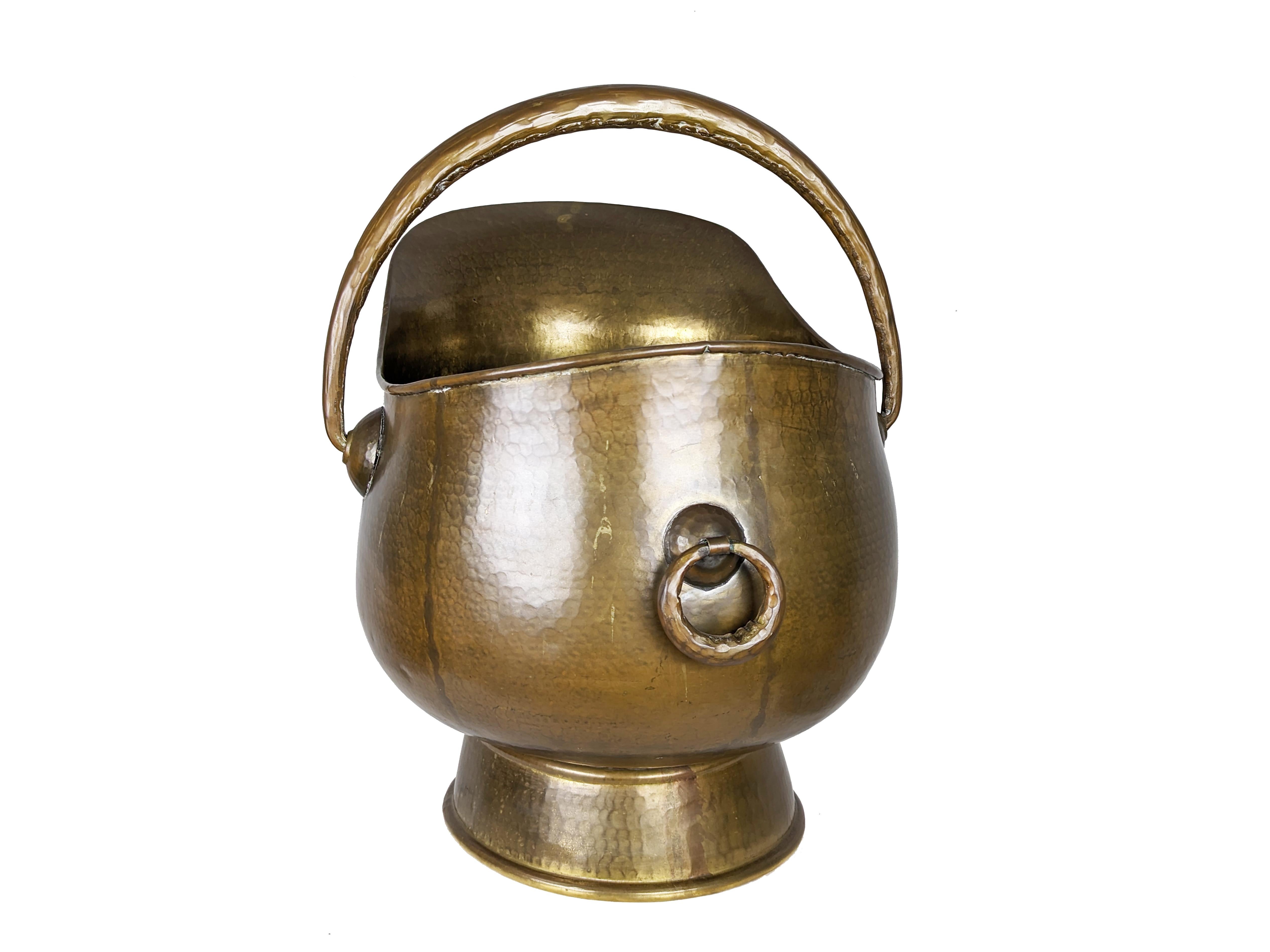 Mid-17th Century Italian MId-century Modern Brass Fireplace Carrier/magazine rack/blankets basket For Sale