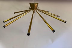 Italian Mid-Century Modern Brass Flush Mount / Pendant, Sunburst, by Stilnovo