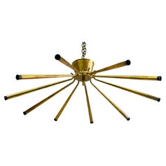 Italian Mid-Century Modern Brass Flush Mount / Pendant, Sunburst, by Stilnovo