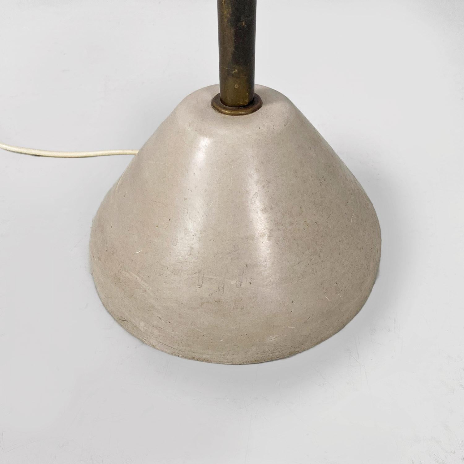 Italian mid century modern brass, glass and iron floor lamp, 1950s For Sale 8