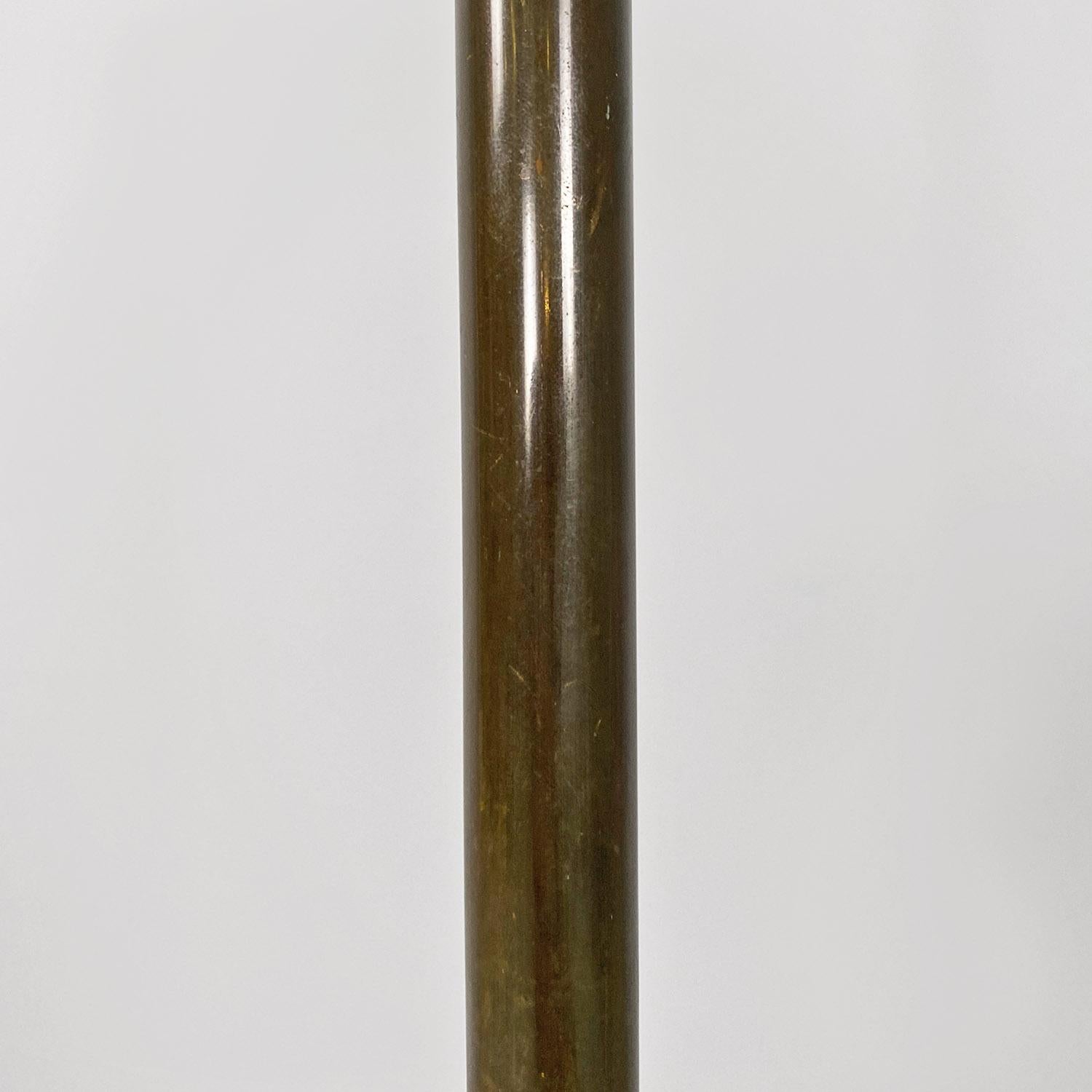 Italian mid century modern brass, glass and iron floor lamp, 1950s For Sale 9